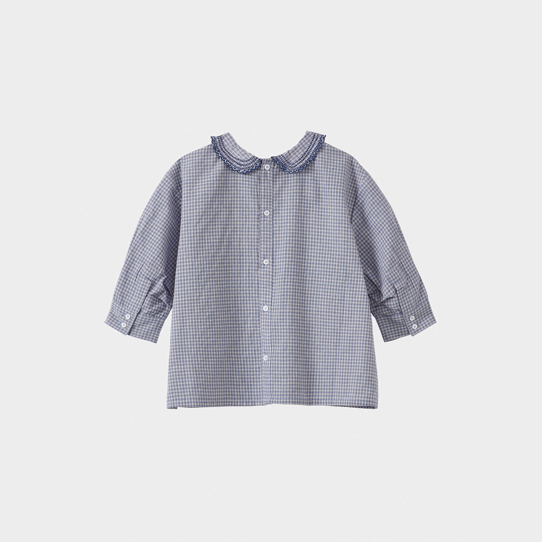 Girls Blue Check Cotton Top