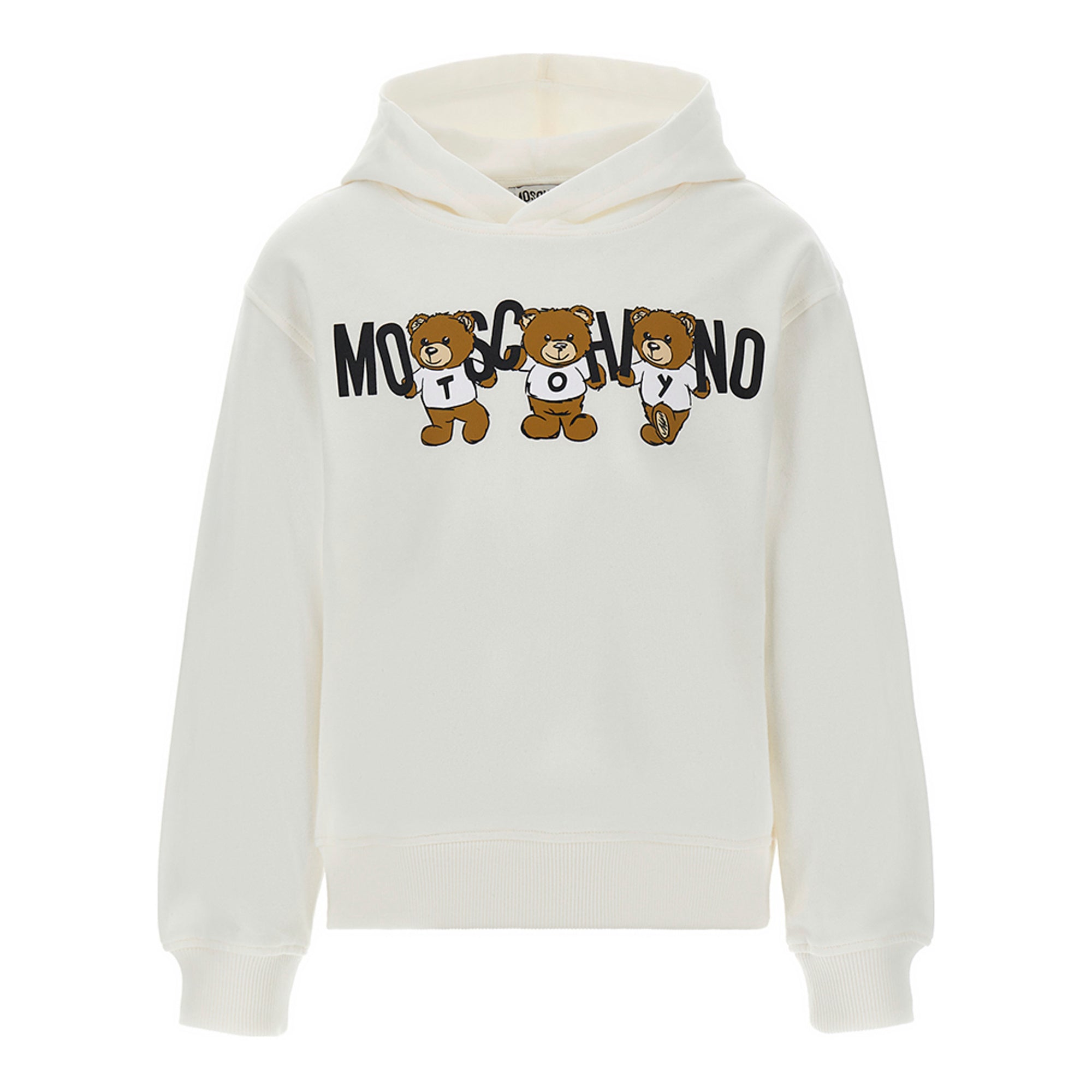 Boys & Girls White Hooded Cotton Sweatshirt