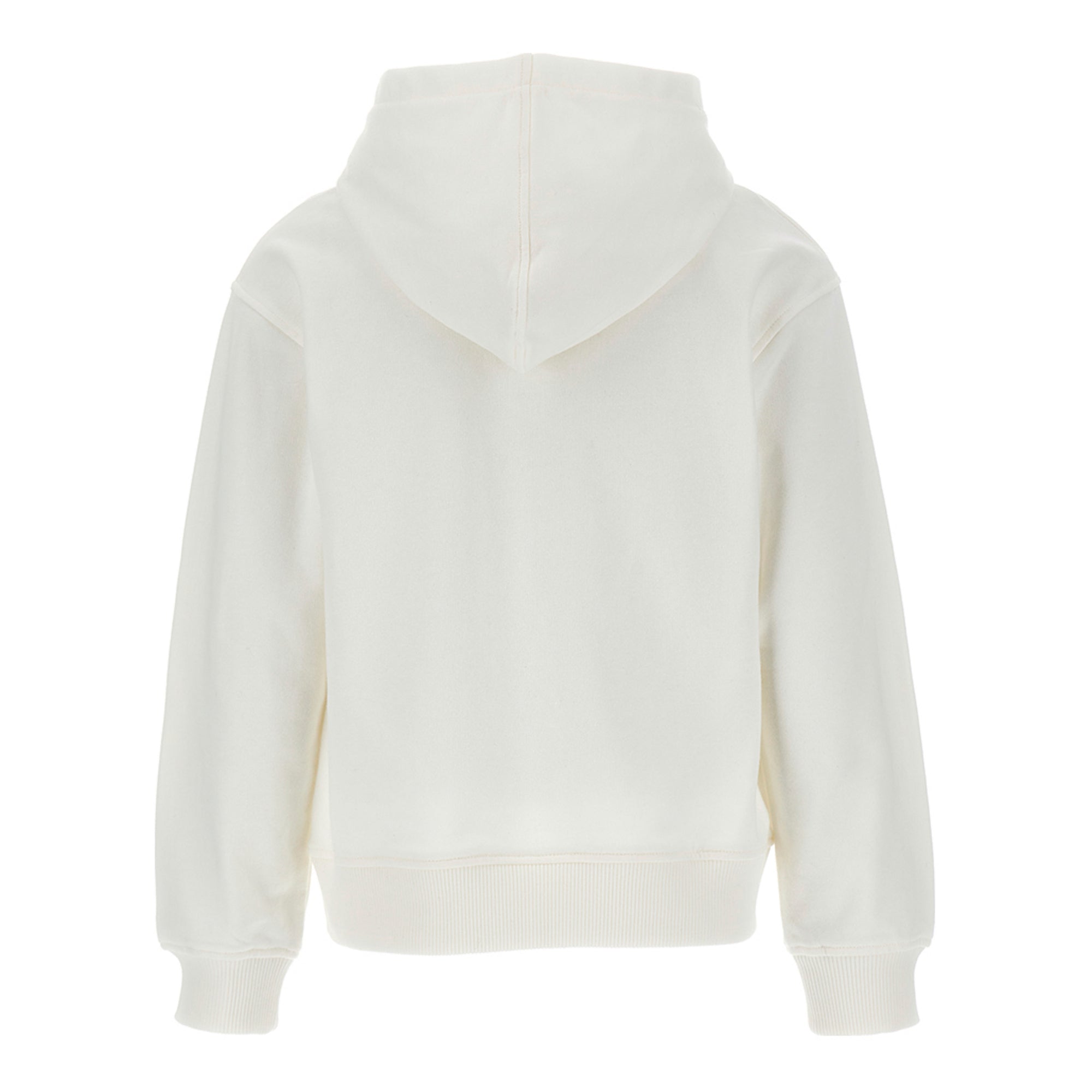 Boys & Girls White Hooded Cotton Sweatshirt