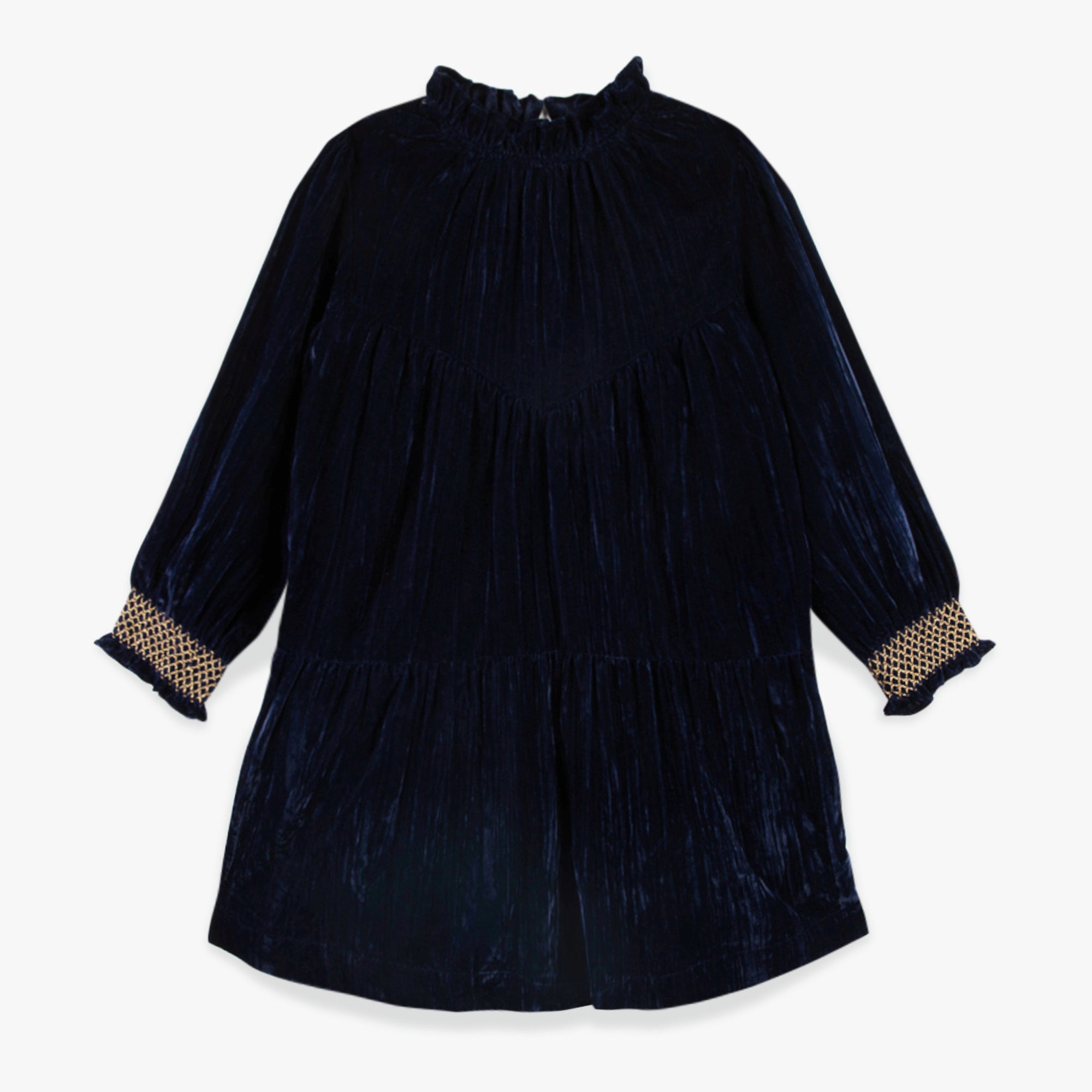 Girls Navy Velvet Dress