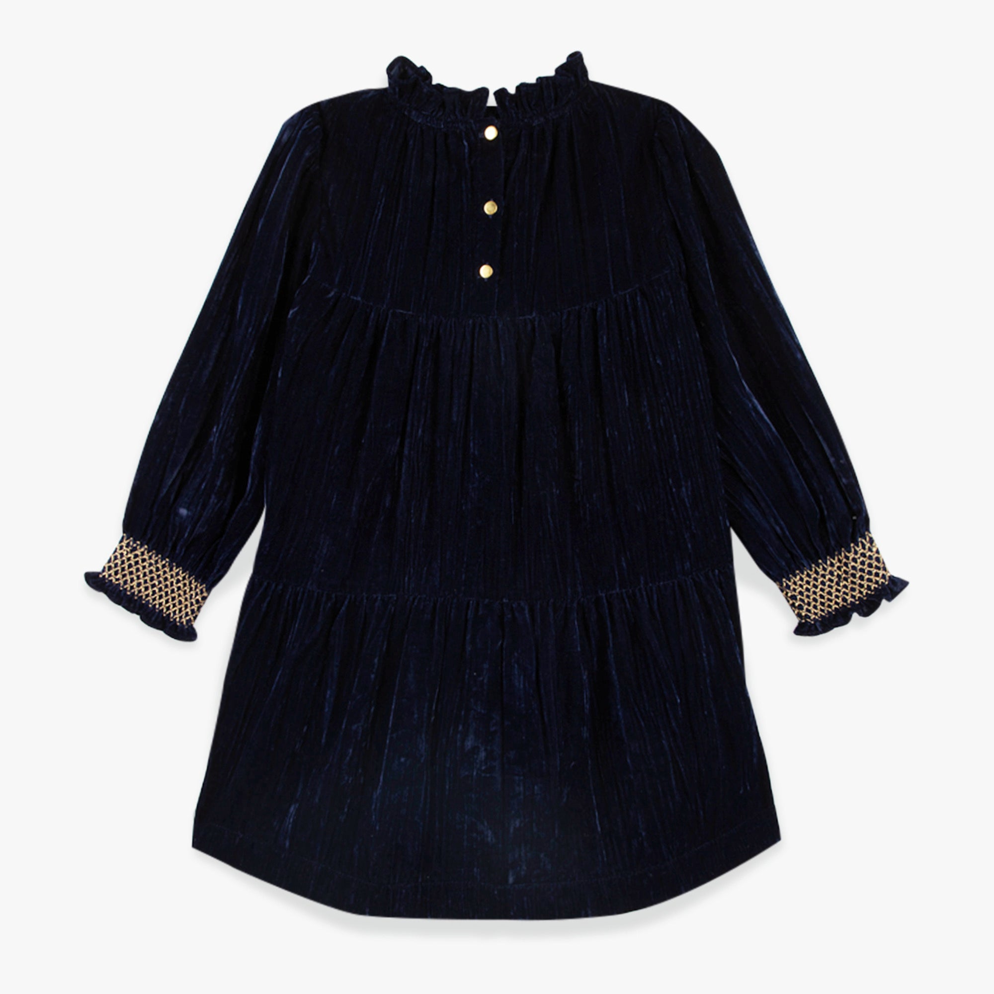 Girls Navy Velvet Dress