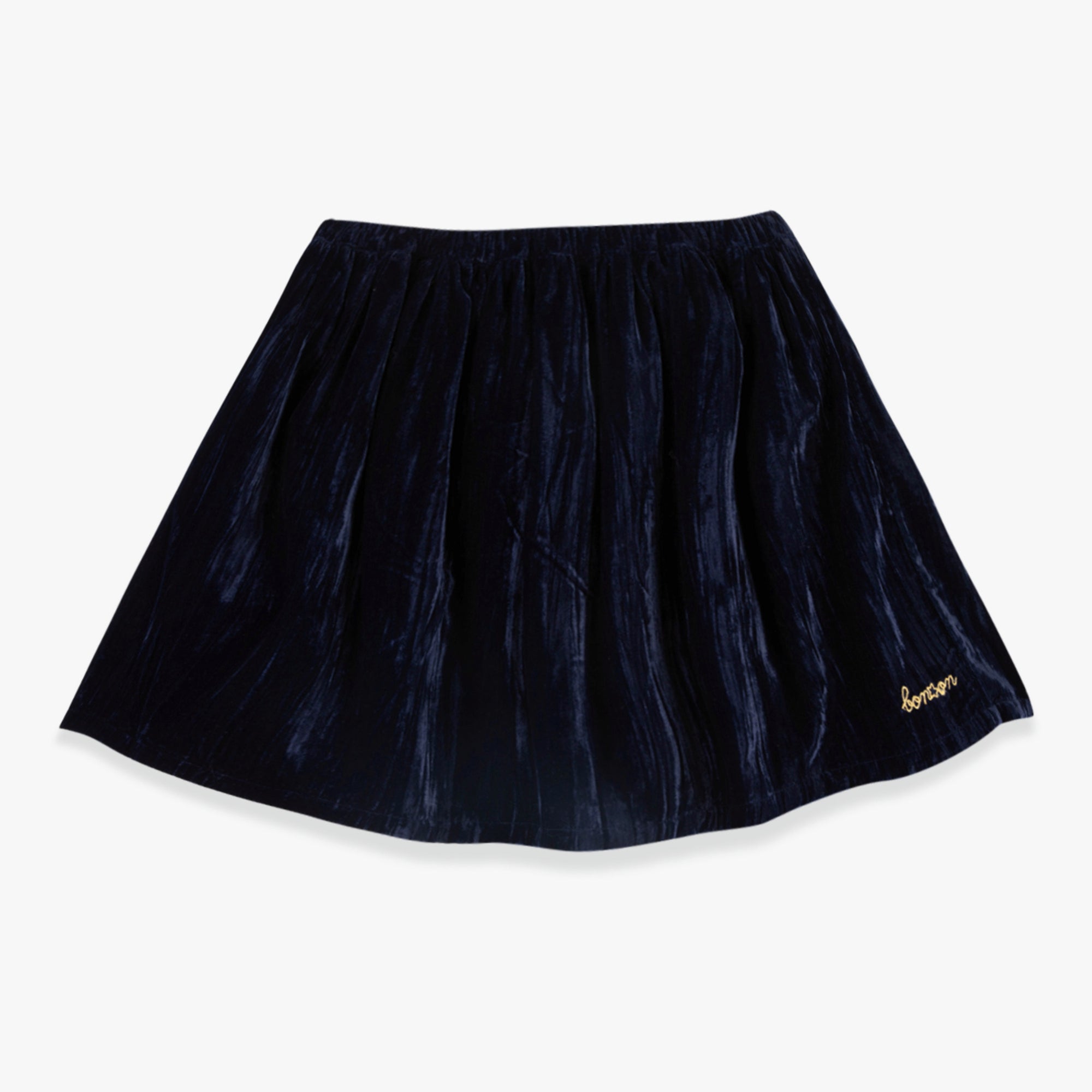 Girls Navy Velvet Skirt