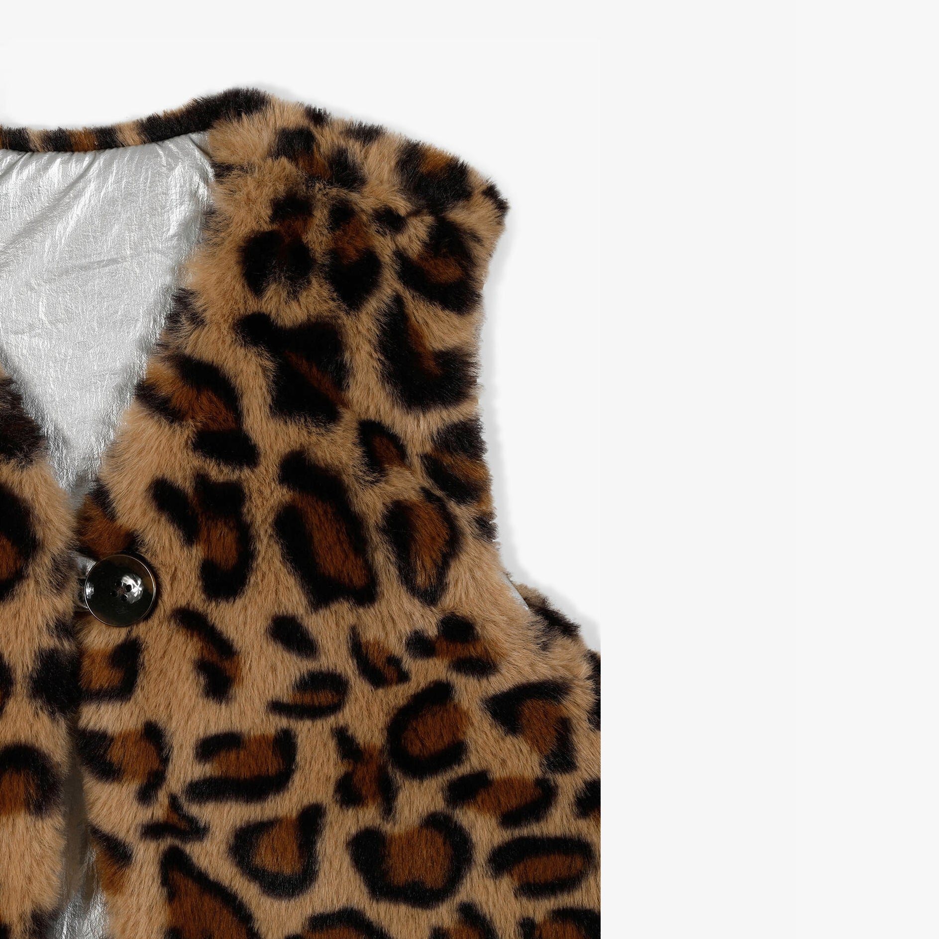 Girls Brown Leopard Gilet