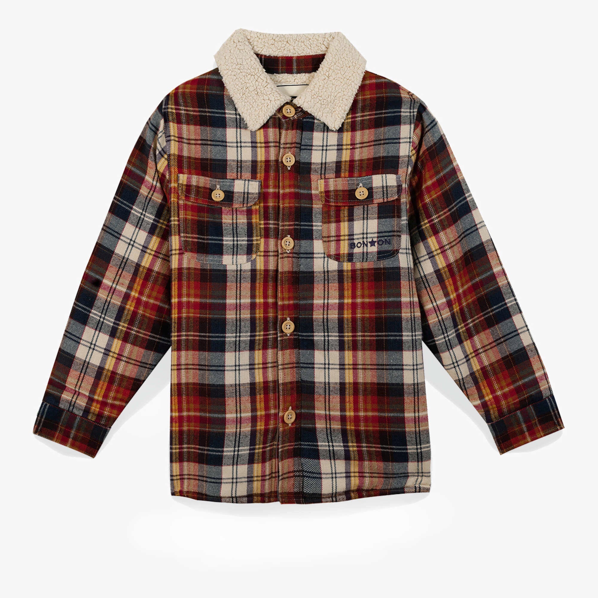 Boys Multicolor Check Cotton Coat