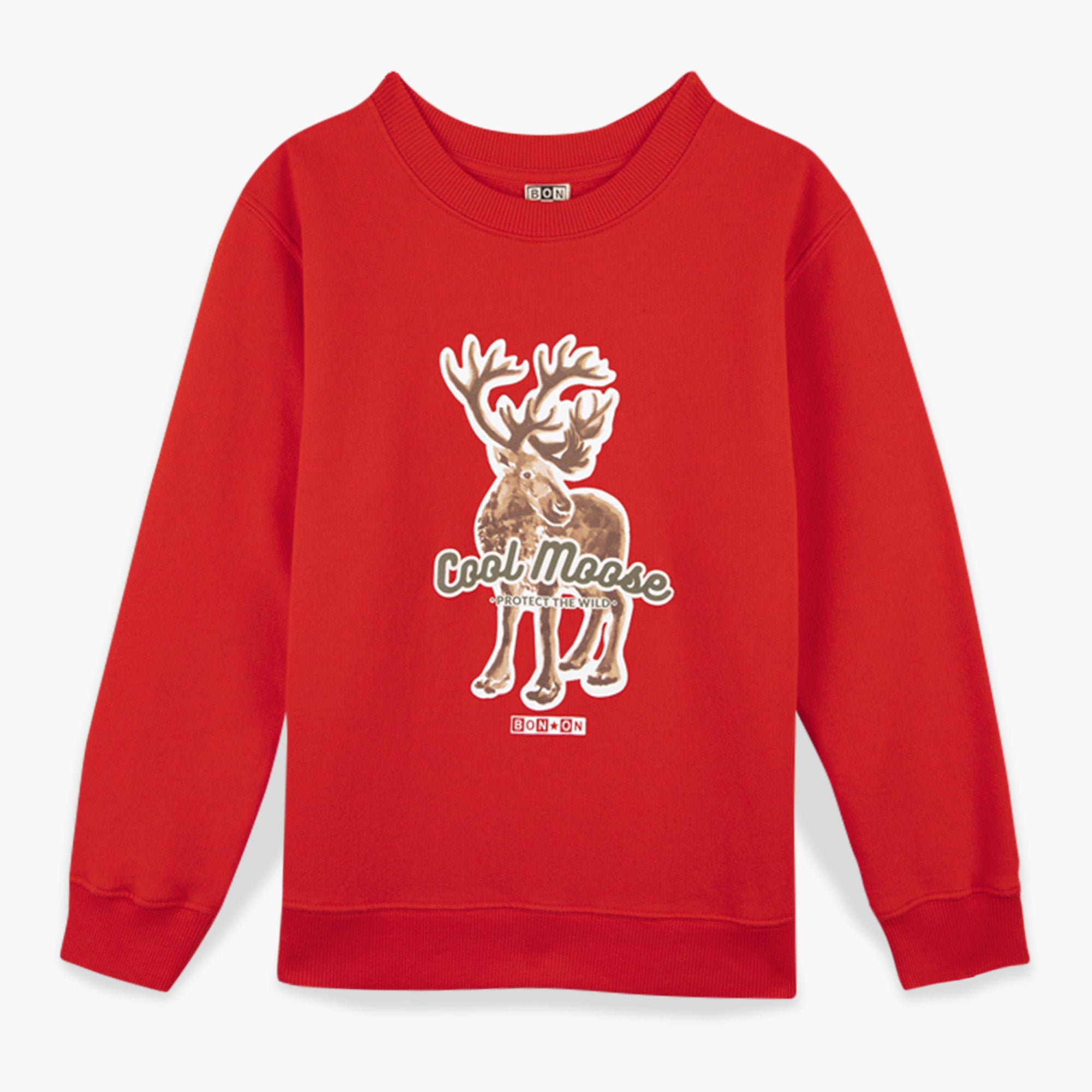 Boys & Girls Red Printed Cotton Sweatshirt