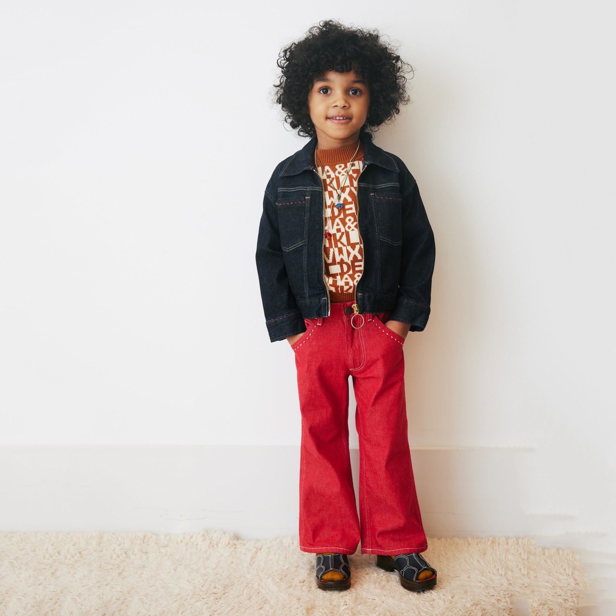 Boys & Girls Red Denim Trousers