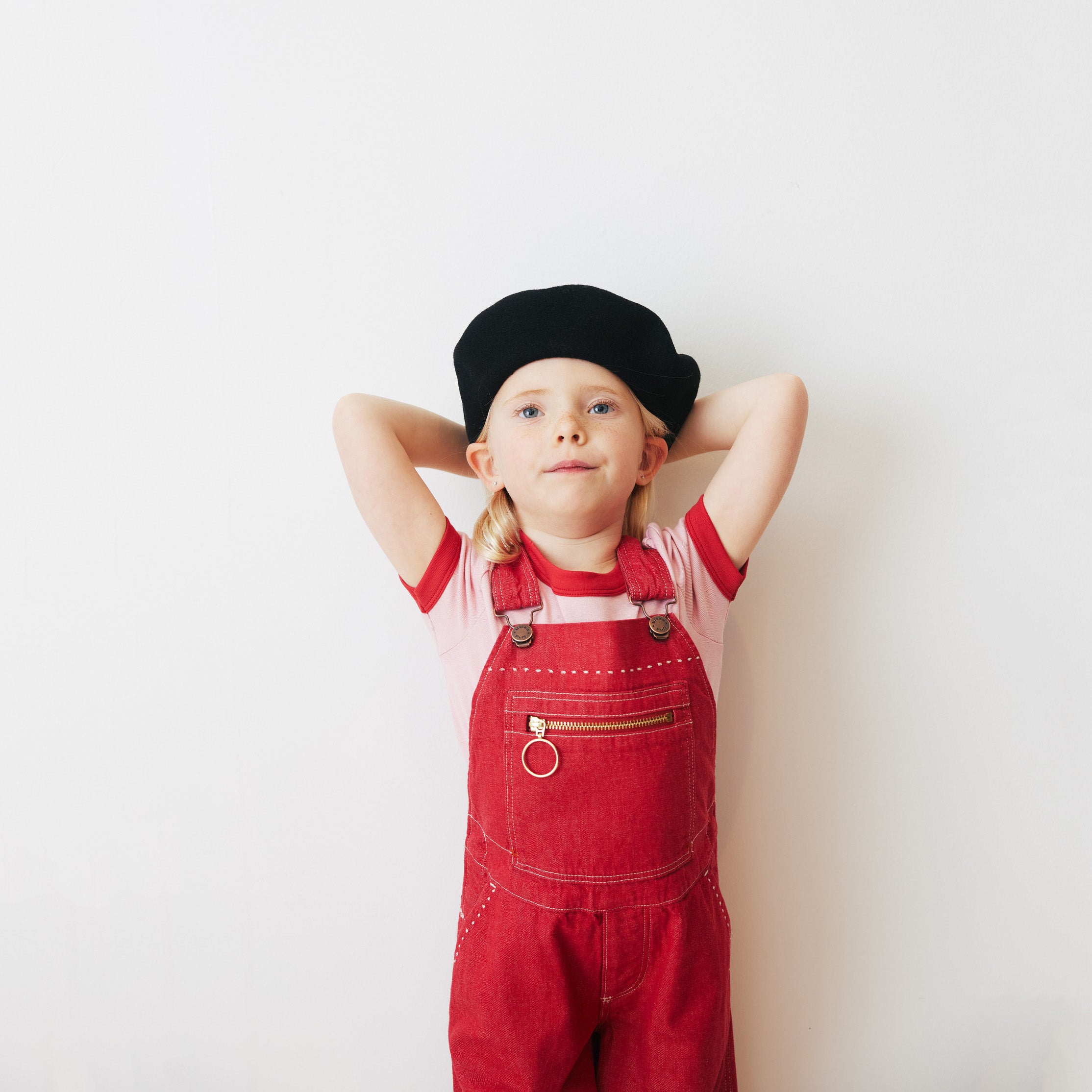 Boys & Girls Red Denim Jumpsuits