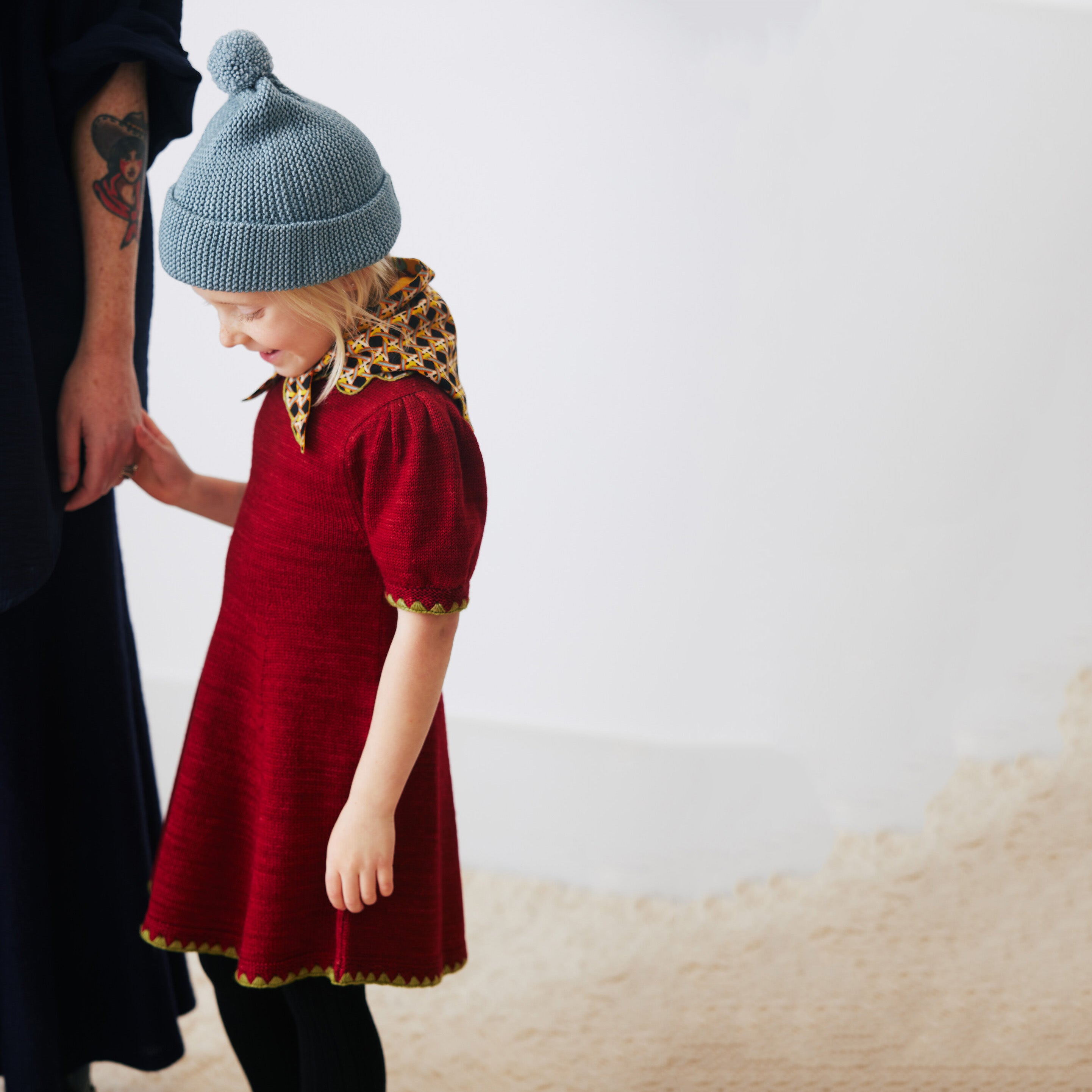 Girls Berry Puff Wool Dress