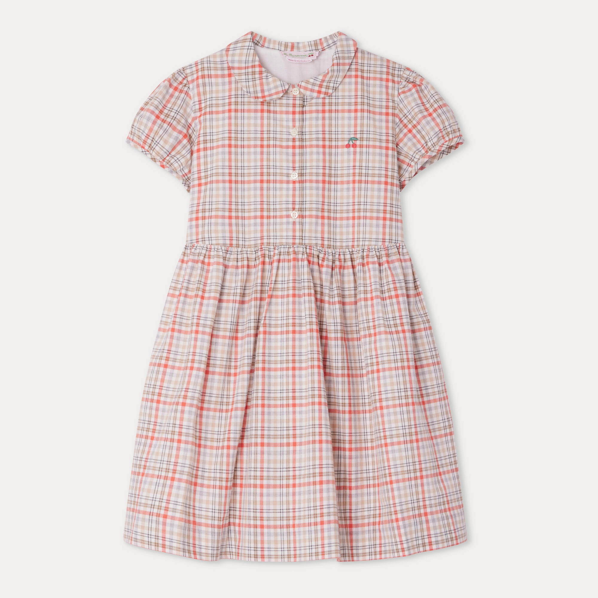 Girls Pink Check Cotton Dress