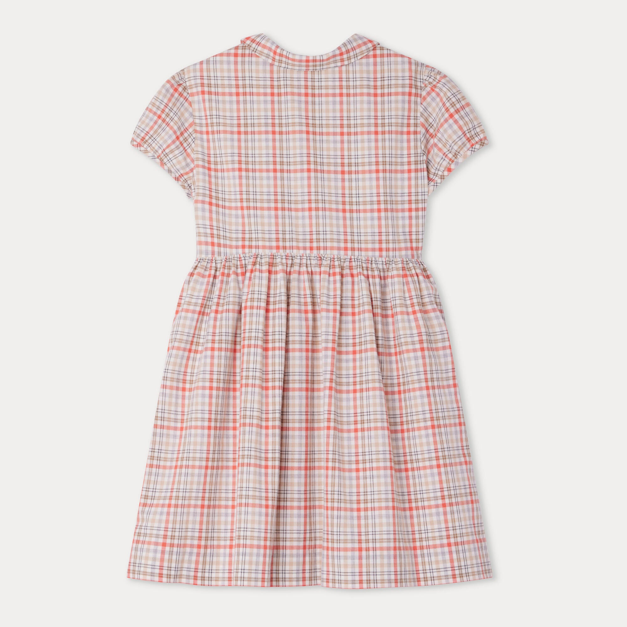 Girls Pink Check Cotton Dress