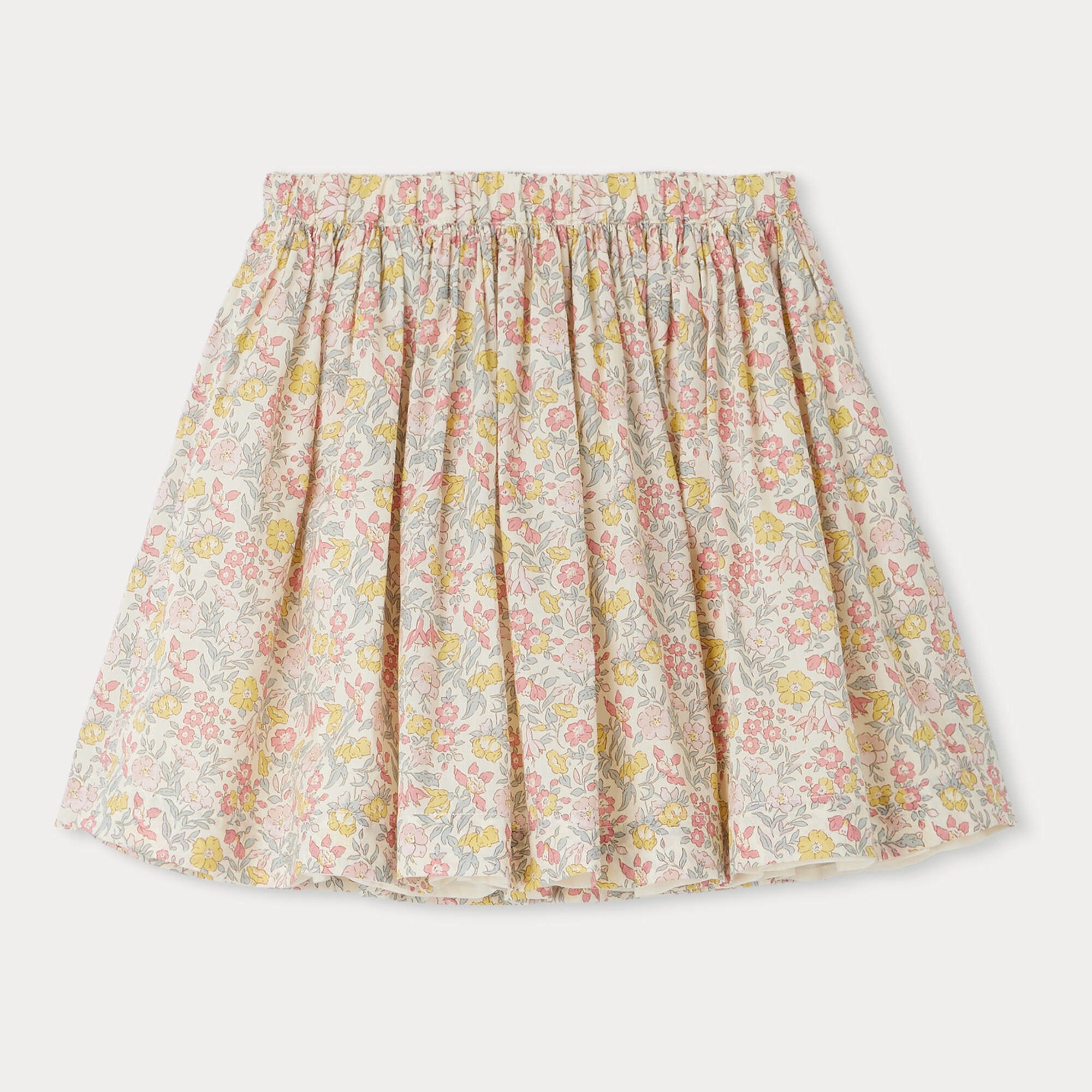 Girls Pink Floral Cotton Skirt