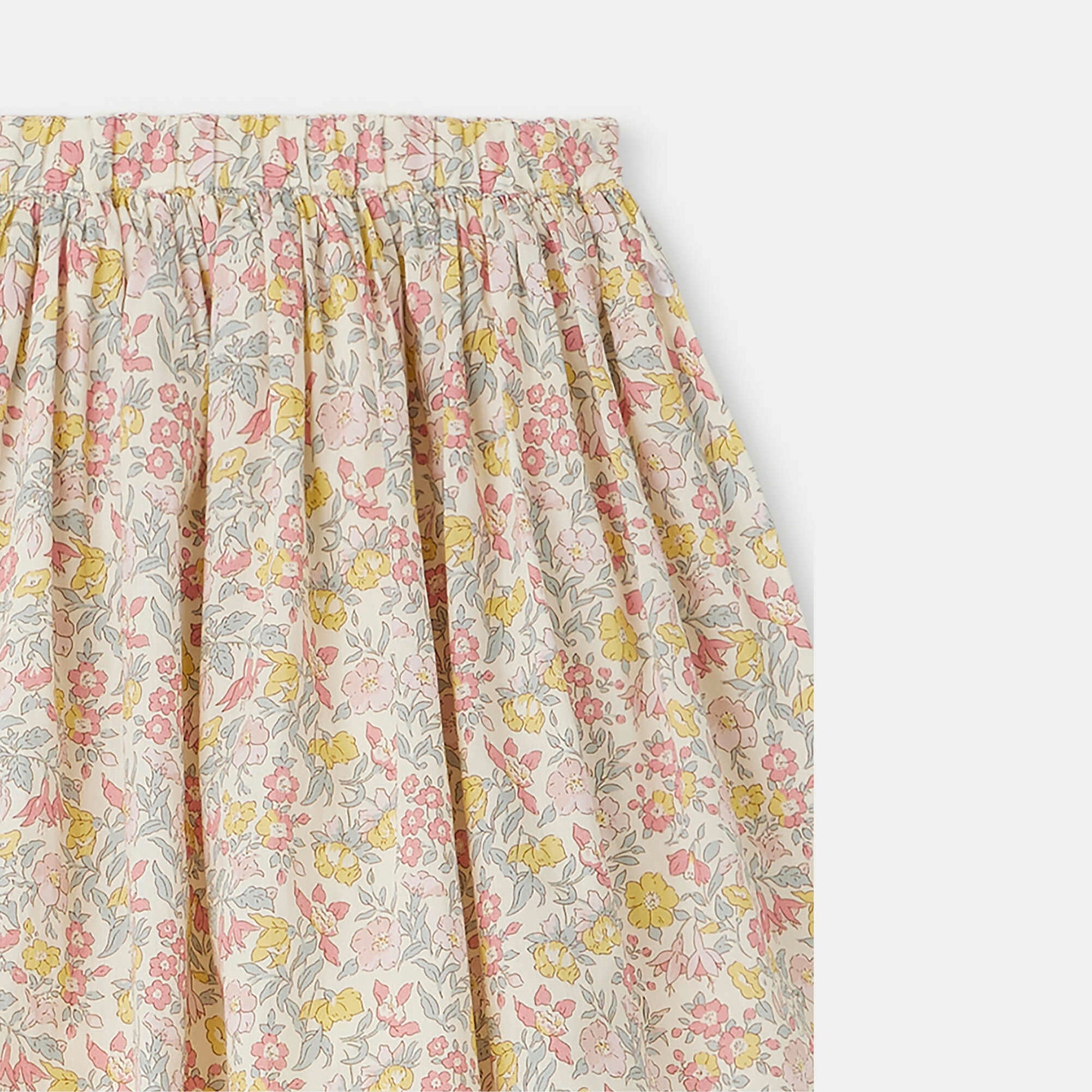 Girls Pink Floral Cotton Skirt