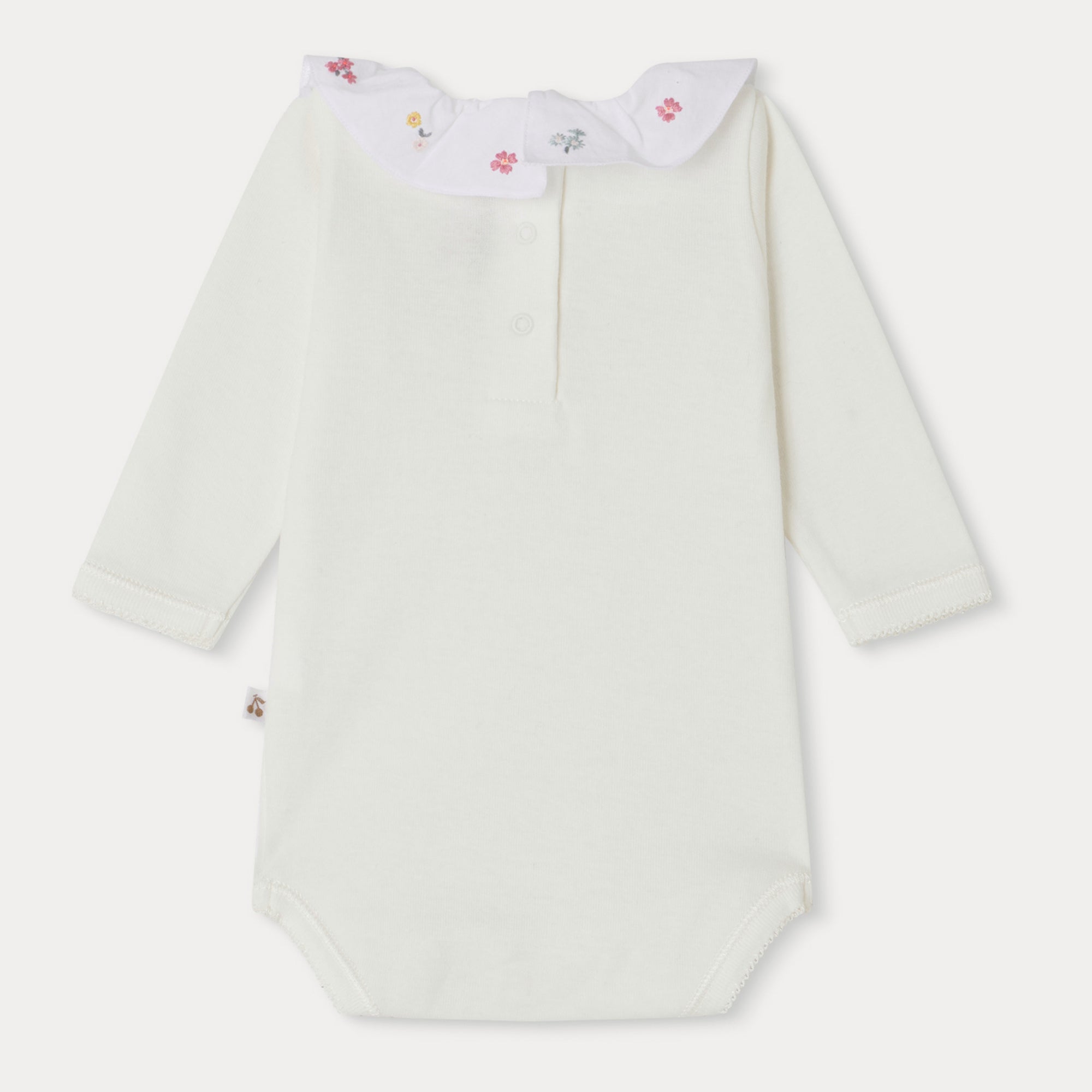 Baby Girls White Embroidered Cotton Babysuit