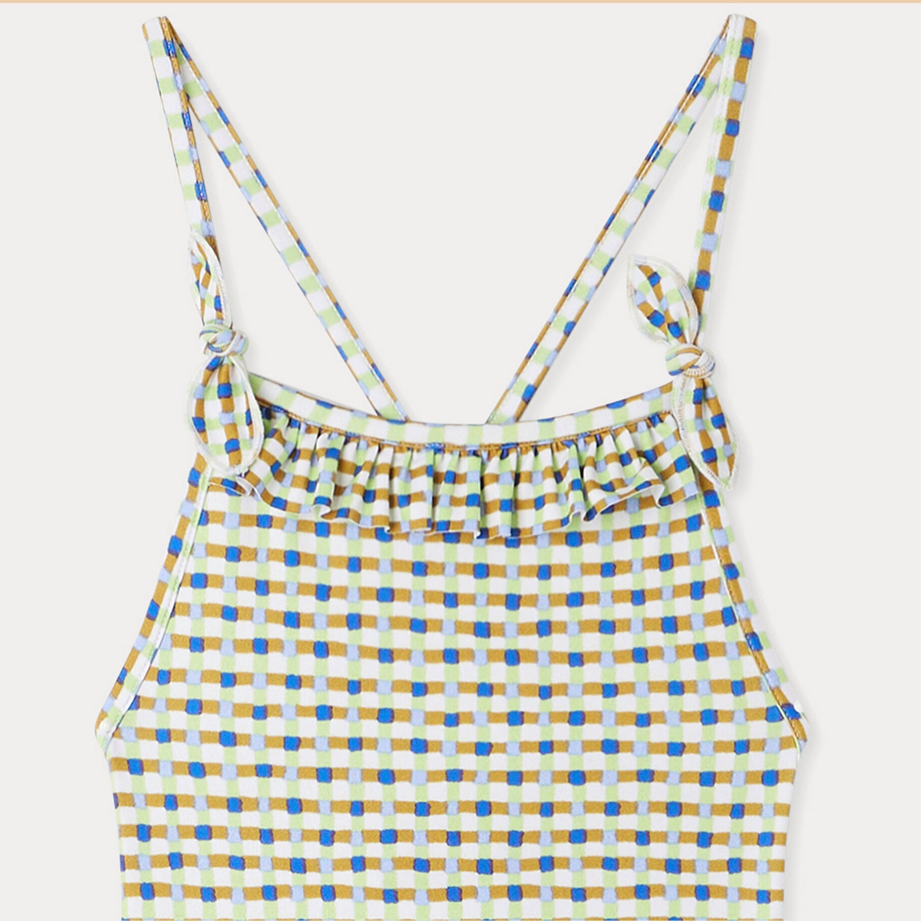 Girls Multicolor Check Swimsuit