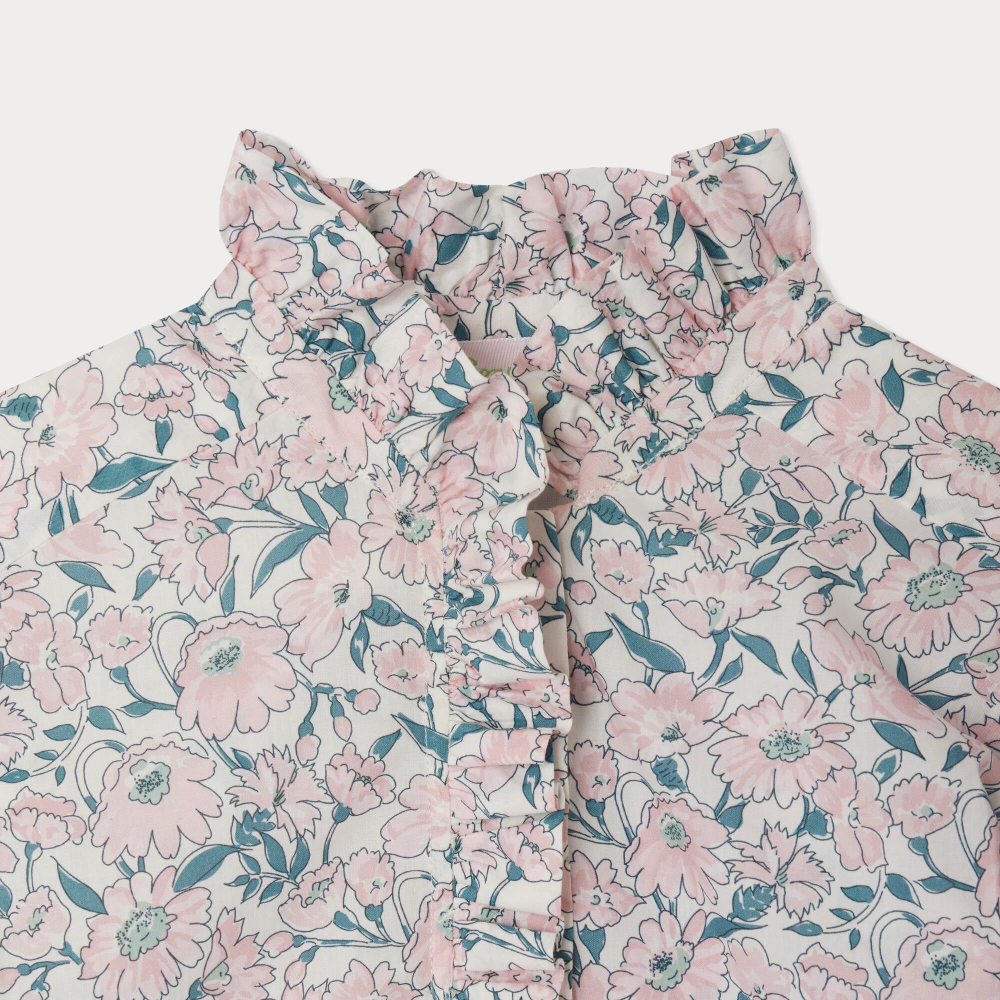 Girls Pale Pink Flower Cotton Shirt