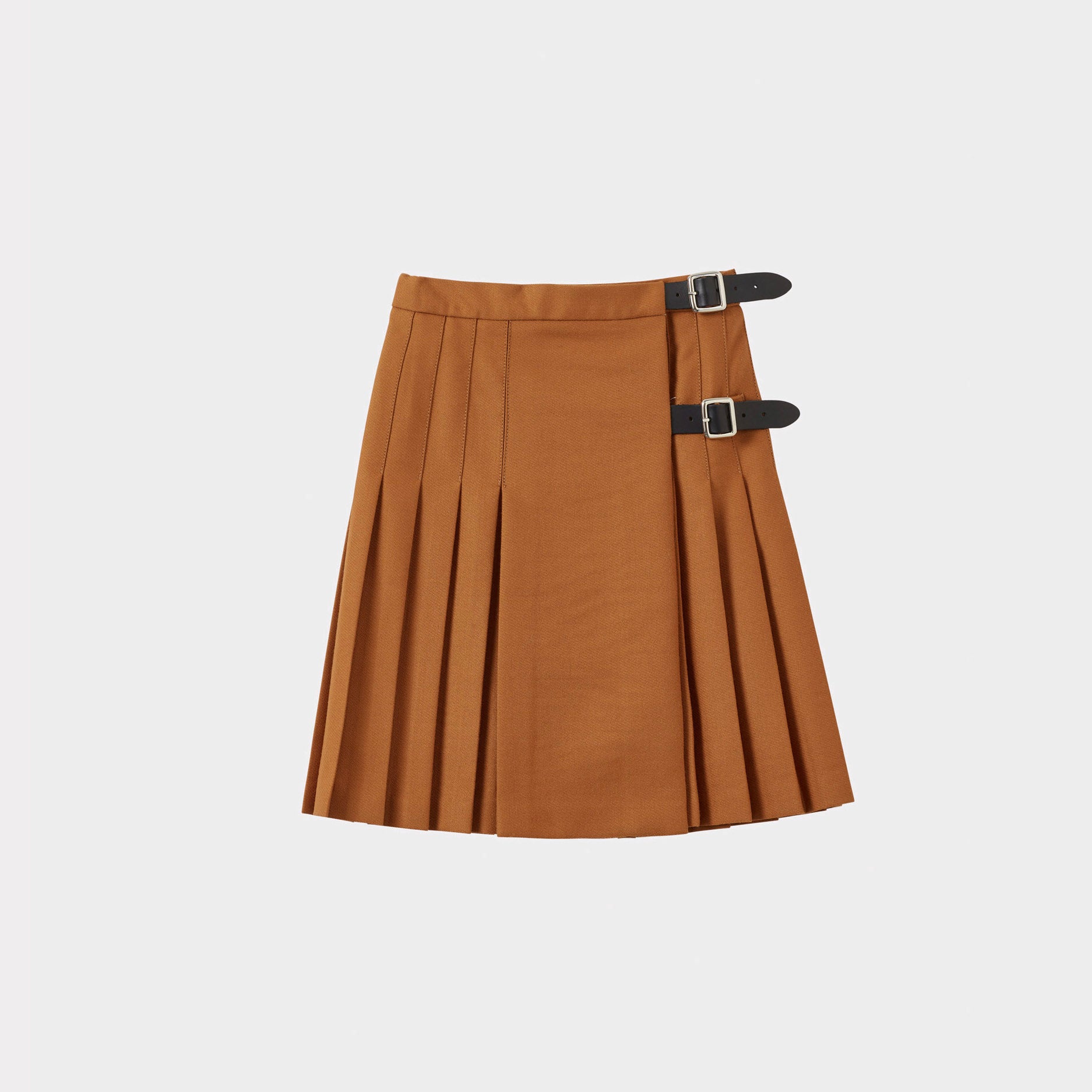 Girls Caramel Pleated Skirt