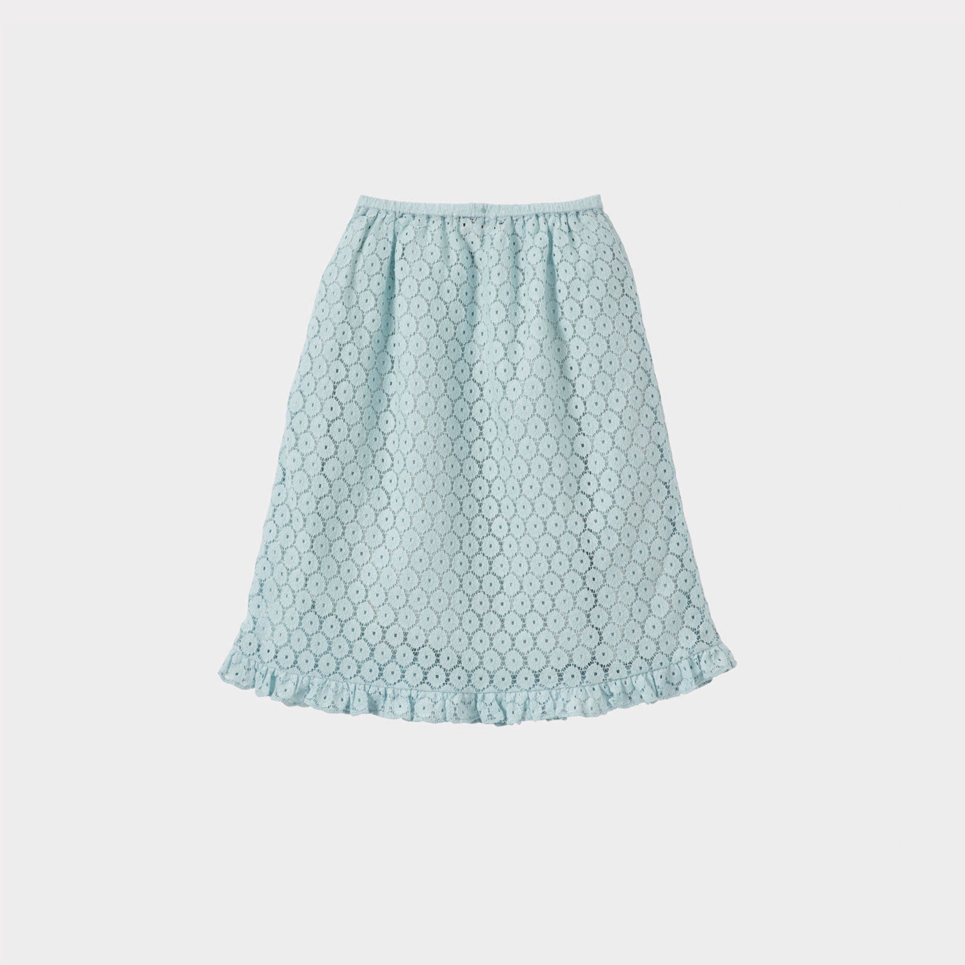 Girls Light Blue Embroidered Skirt