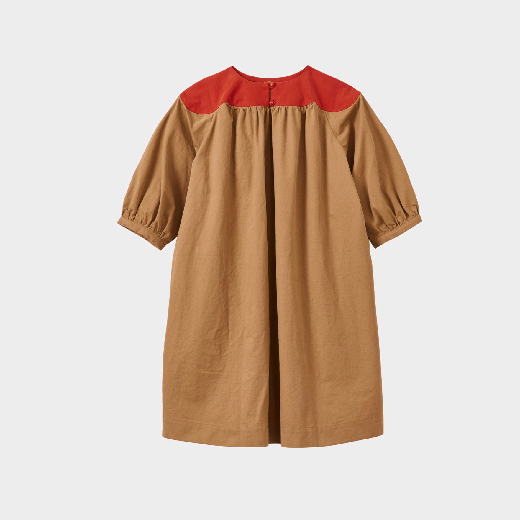 Girls Camel Cotton Dress