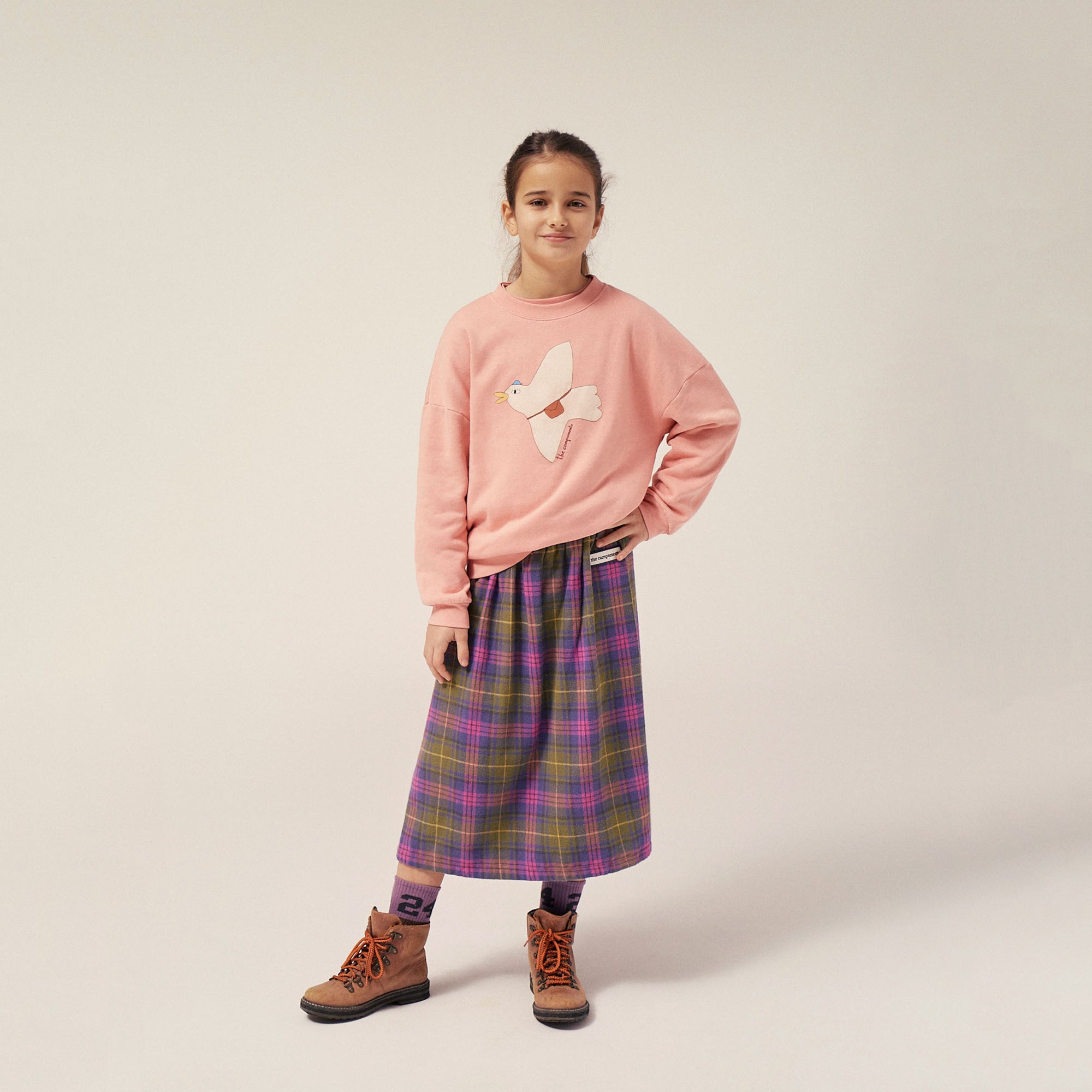 Girls Multicolor Check Cotton Skirt