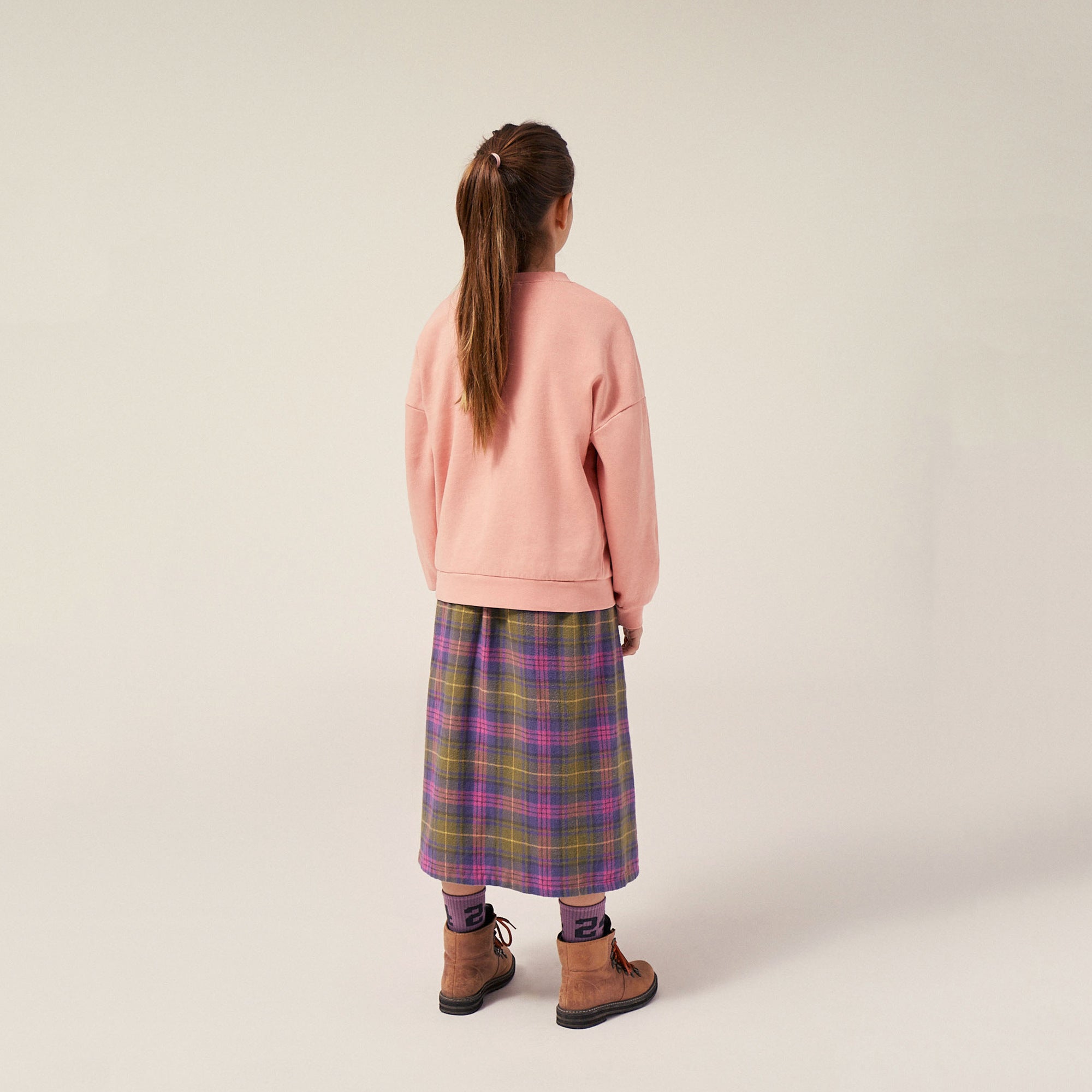 Girls Multicolor Check Cotton Skirt