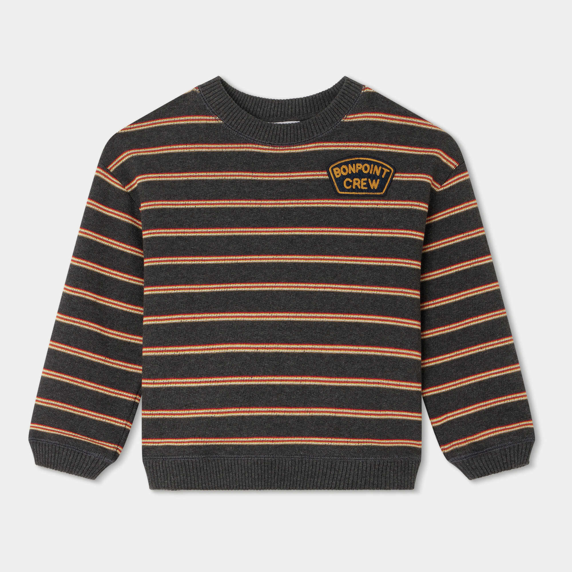 Boys Brown Stripes Cotton Sweater