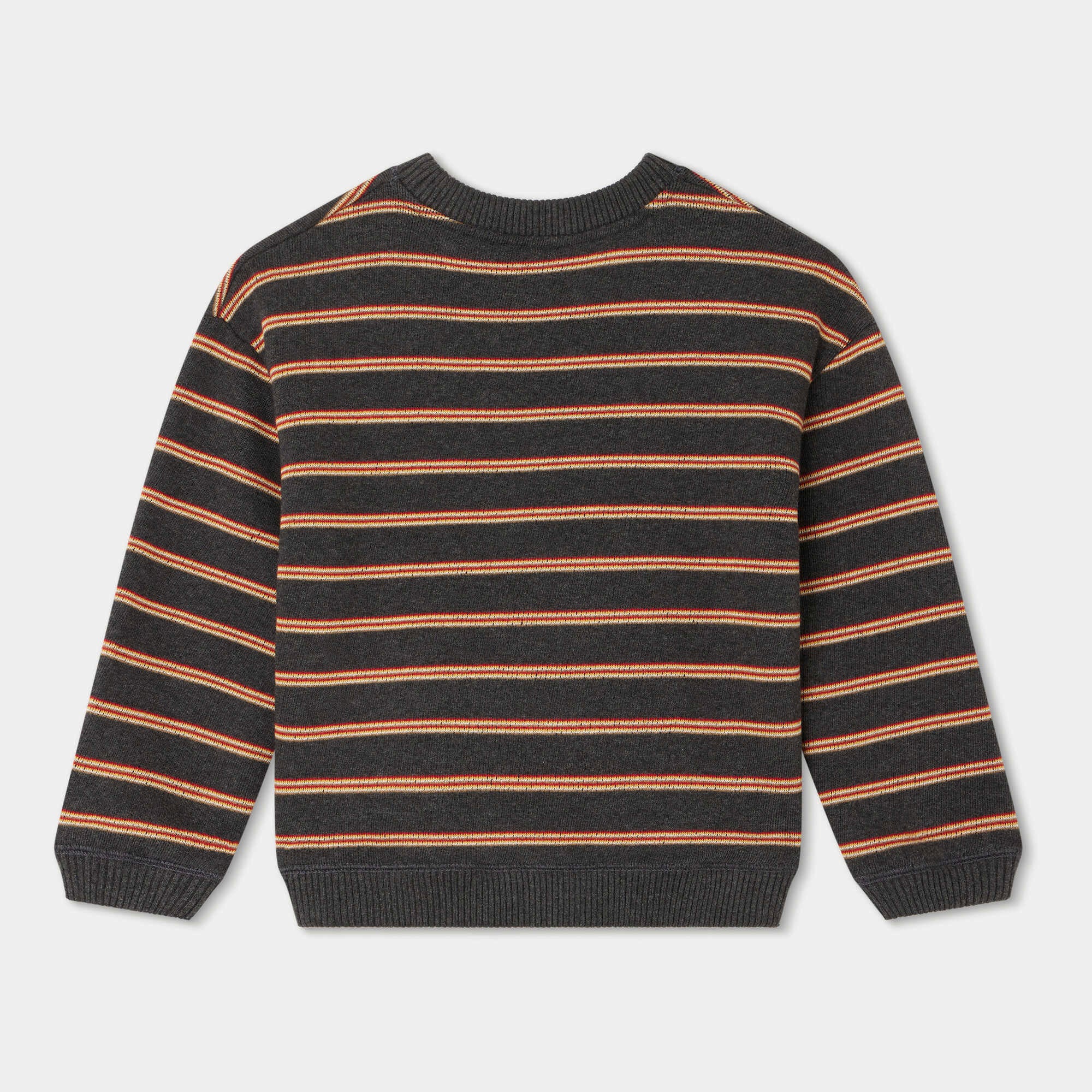 Boys Brown Stripes Cotton Sweater