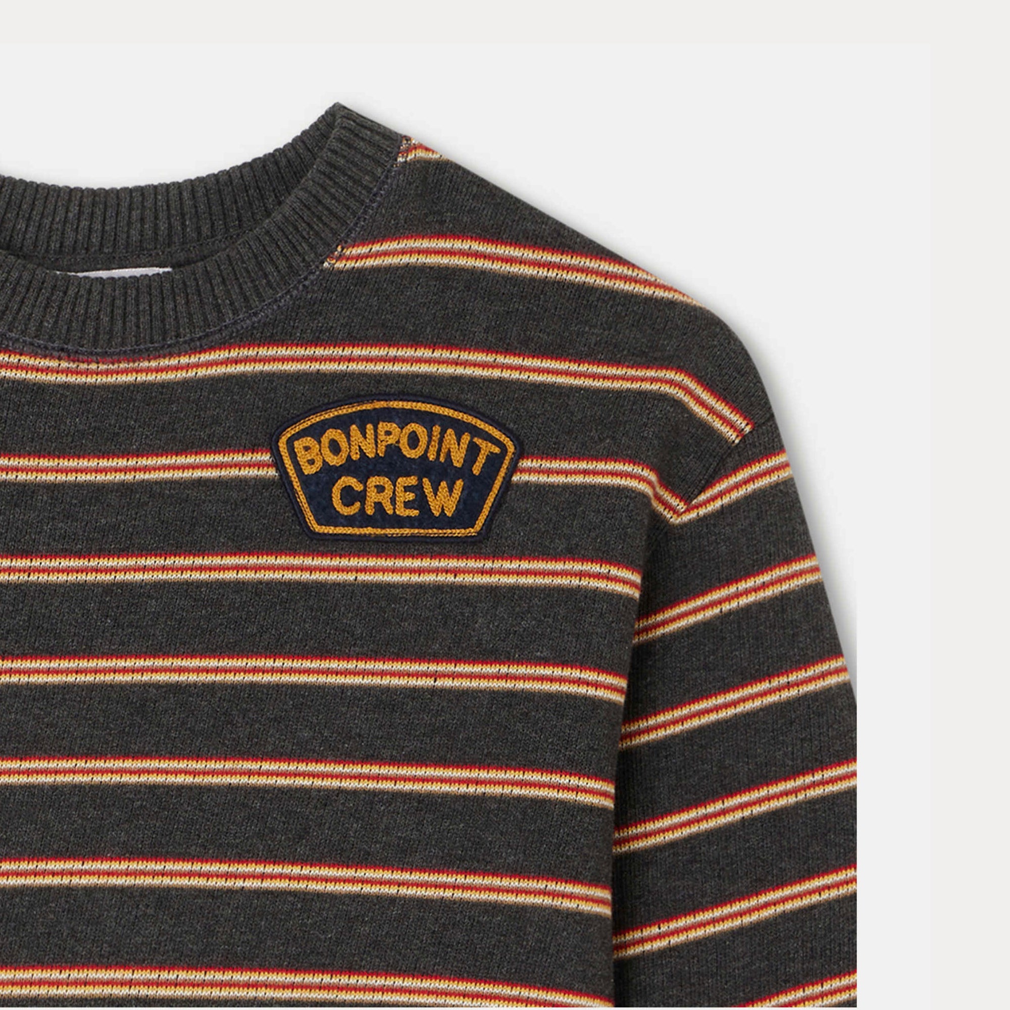 Boys Brown Stripes Cotton Sweater