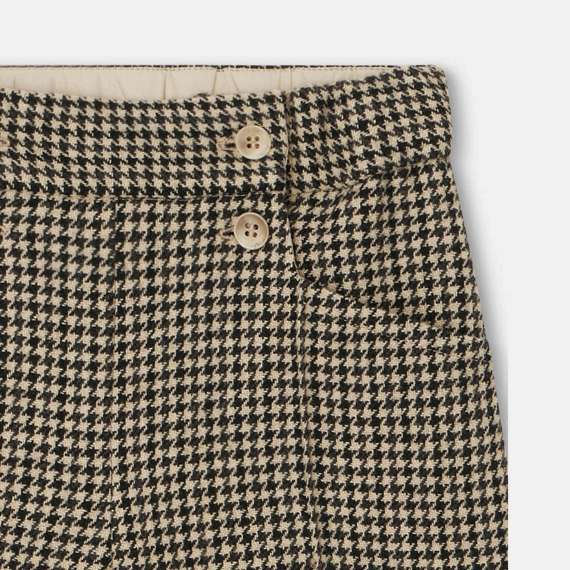 Girls Beige Check Wool Shorts