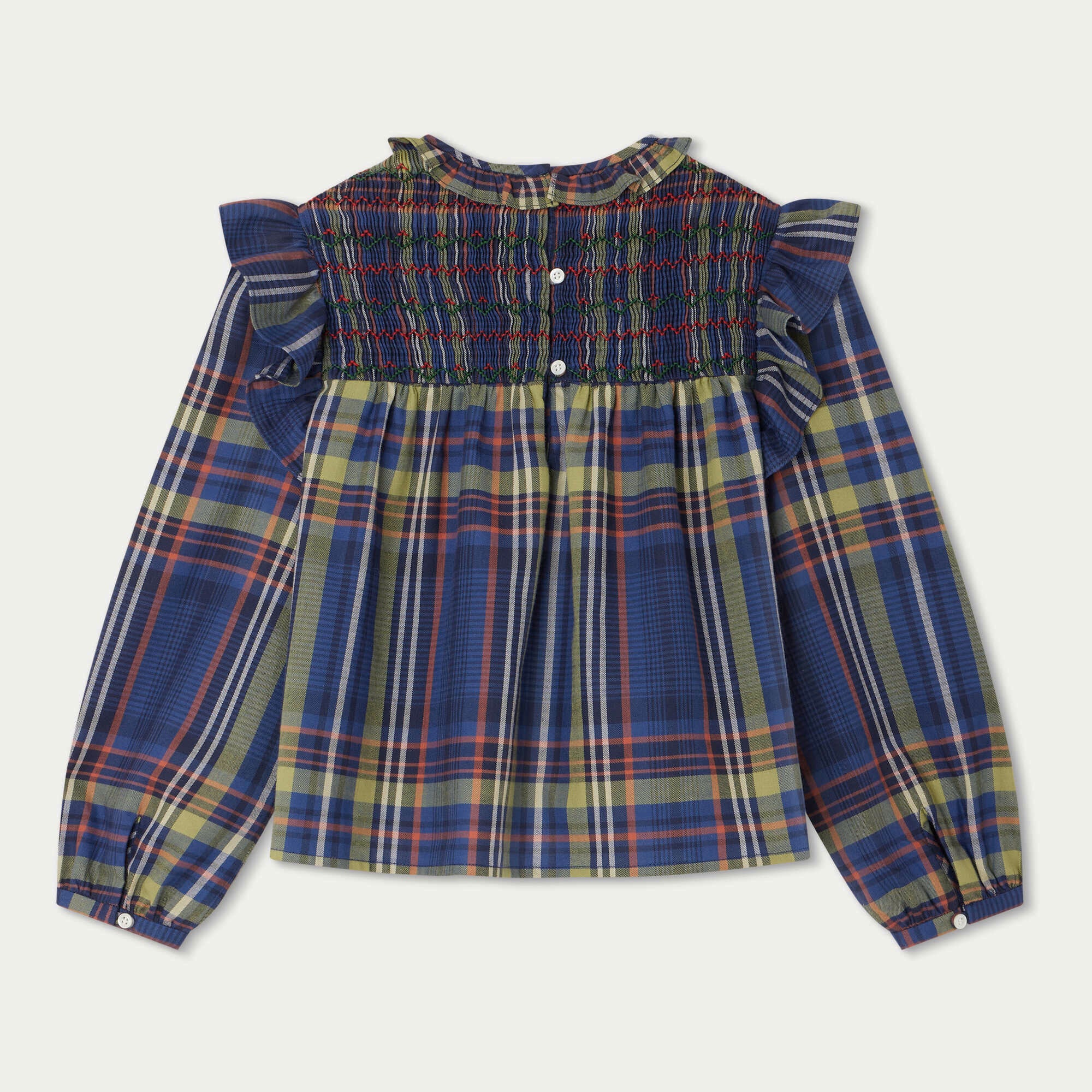 Girls Blue Check Cotton Top