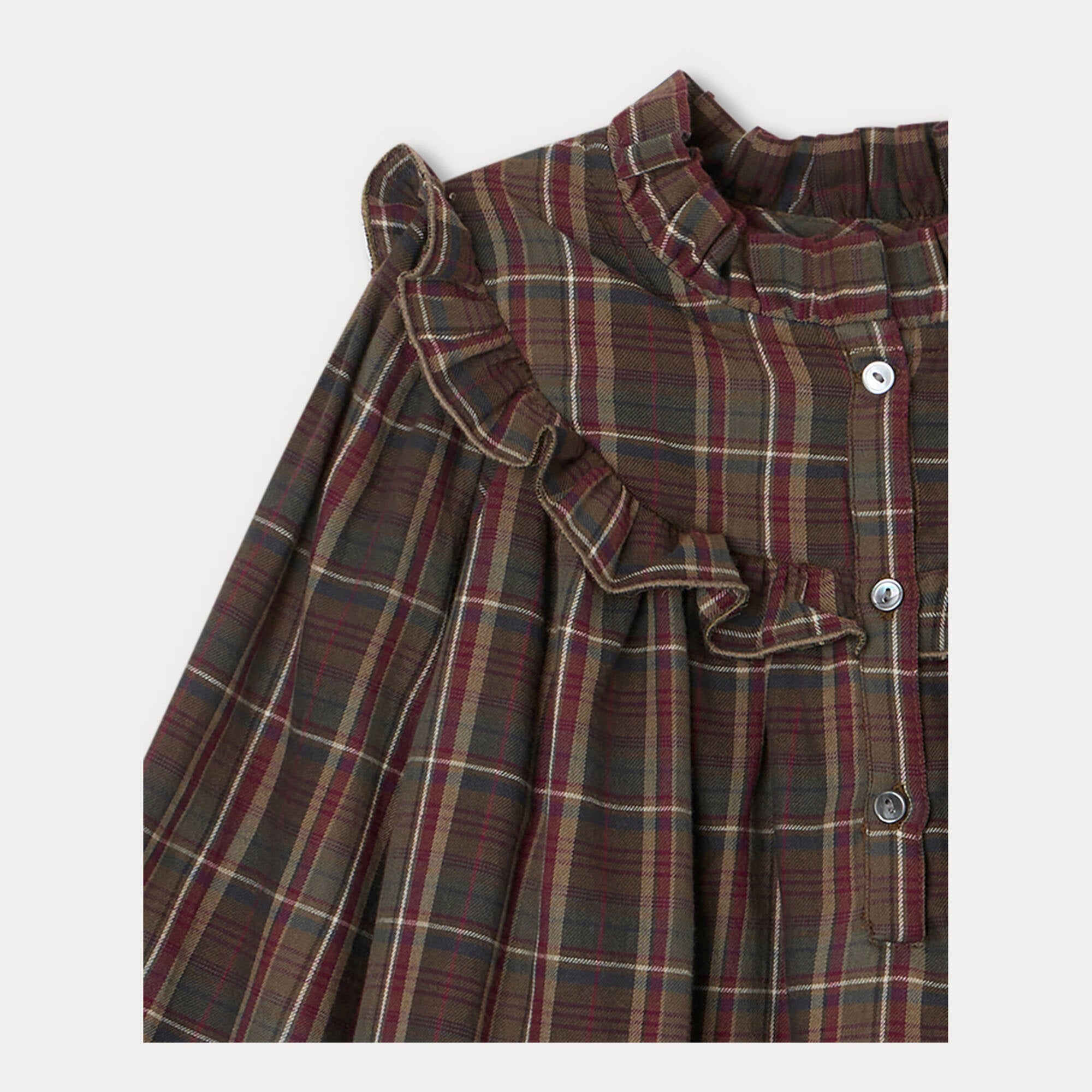 Girls Brown Check Cotton Dress