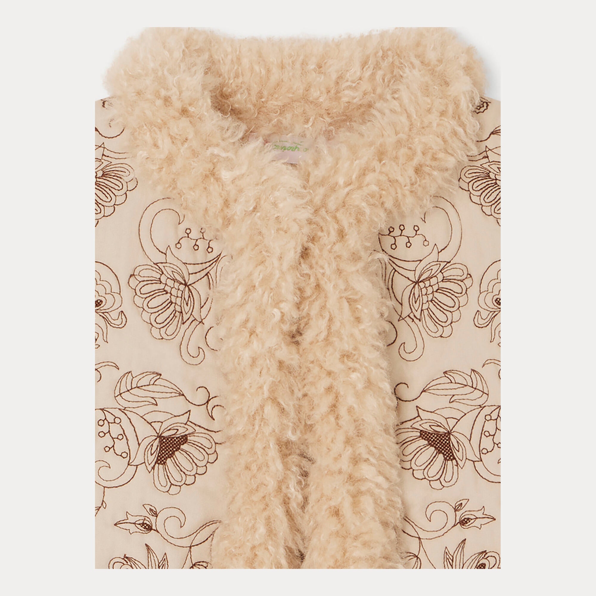 Girls Beige Printed Gilet