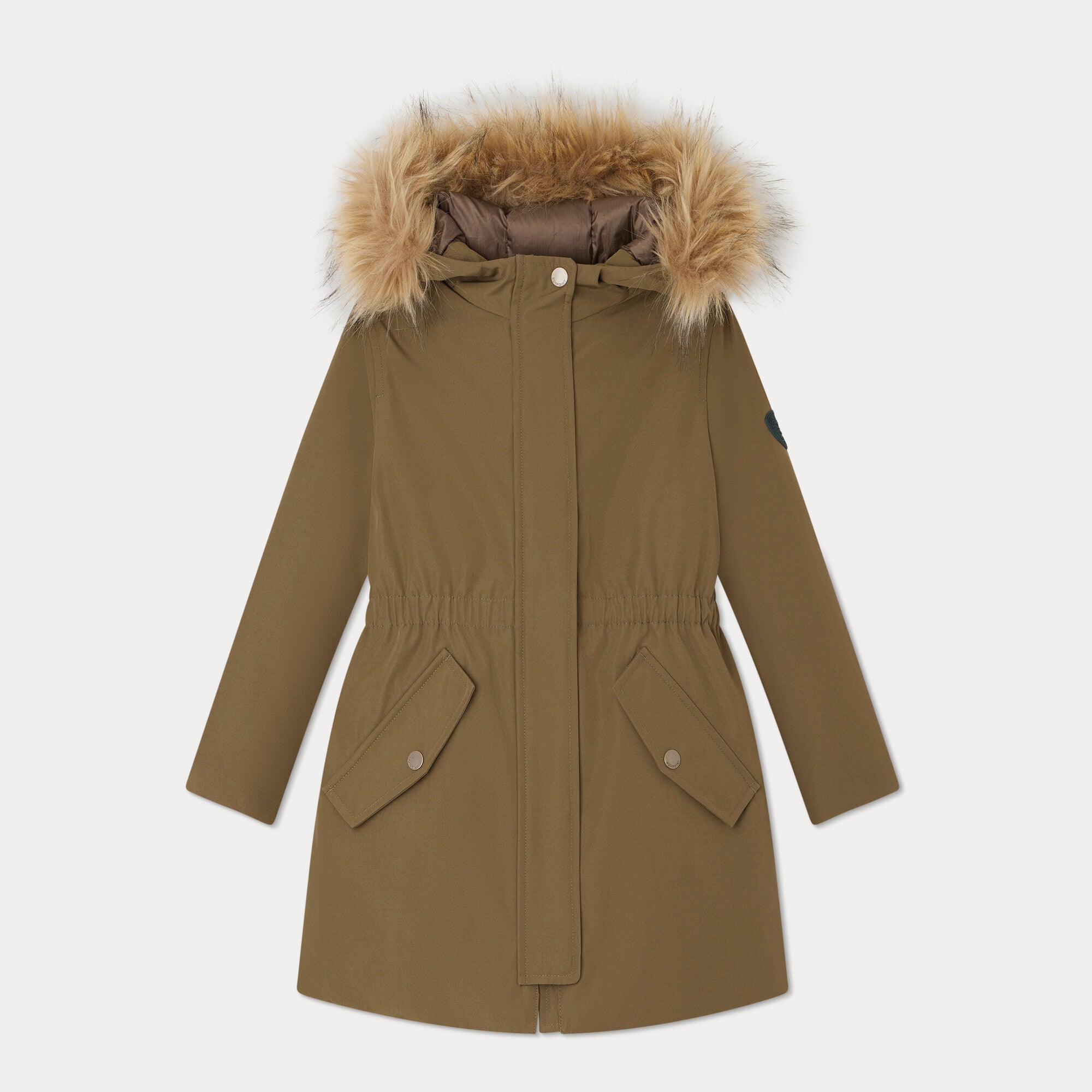 Girls Army Green Padded Down Coat