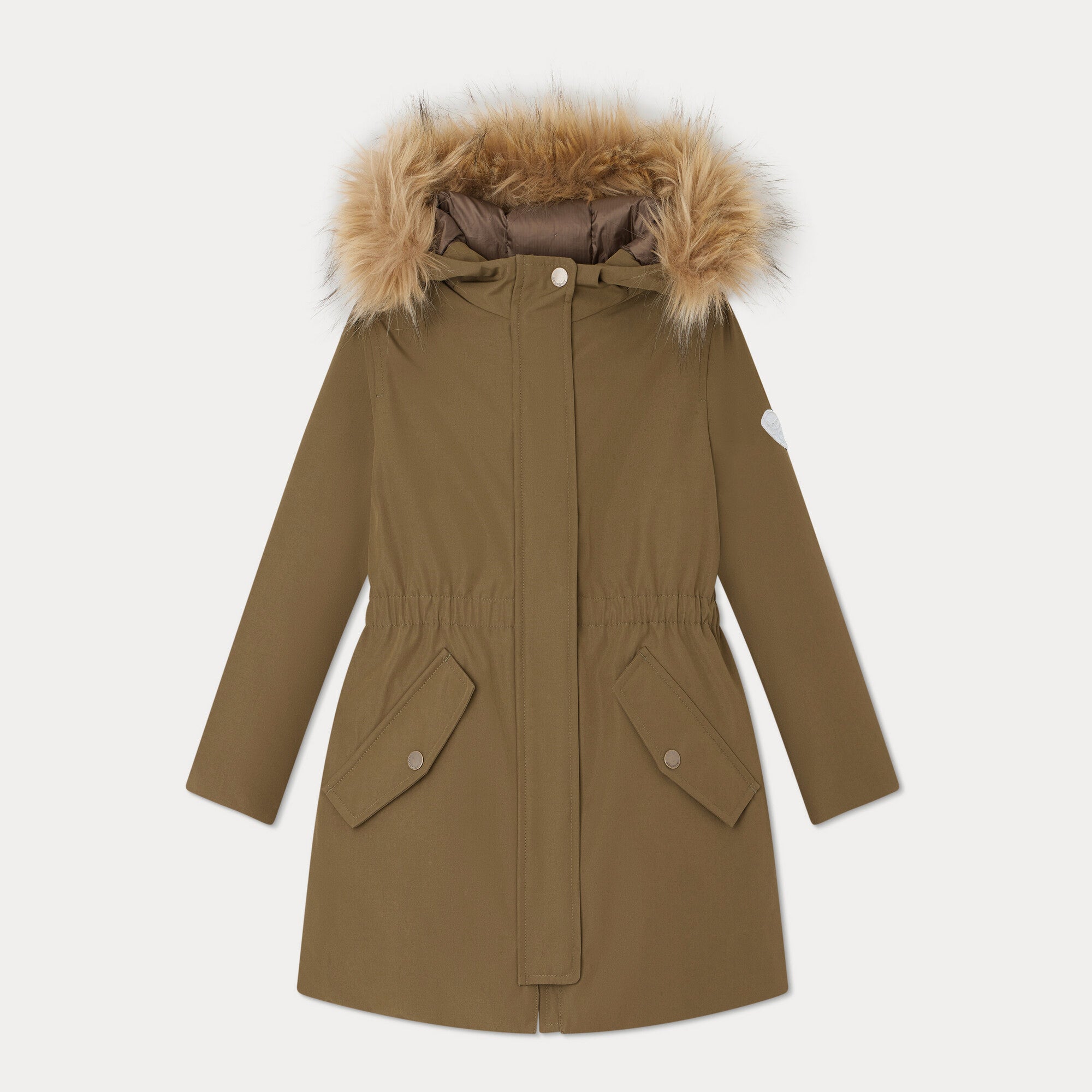 Girls Army Green Padded Down Coat