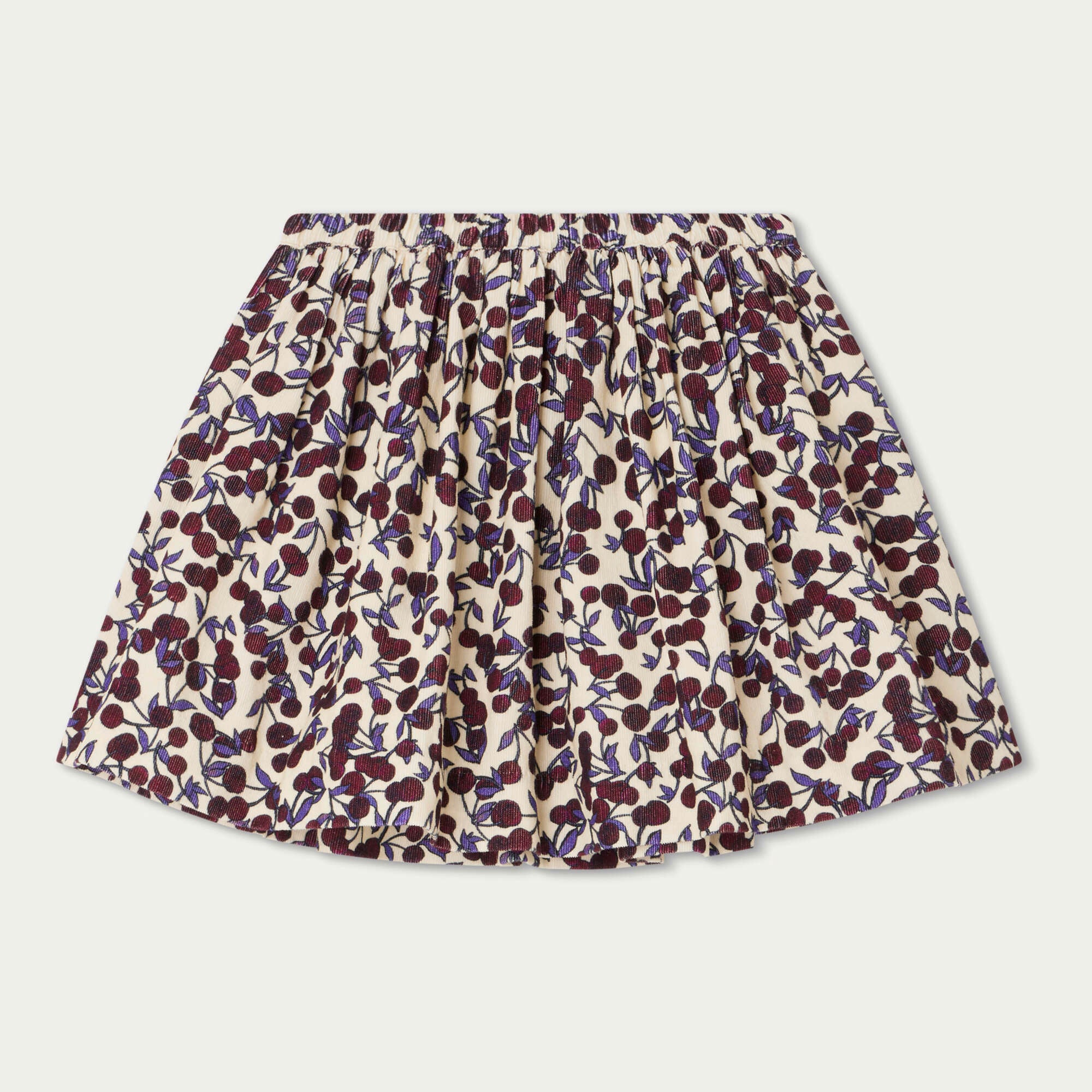 Girls Purple Cherry Corduroy Skirt