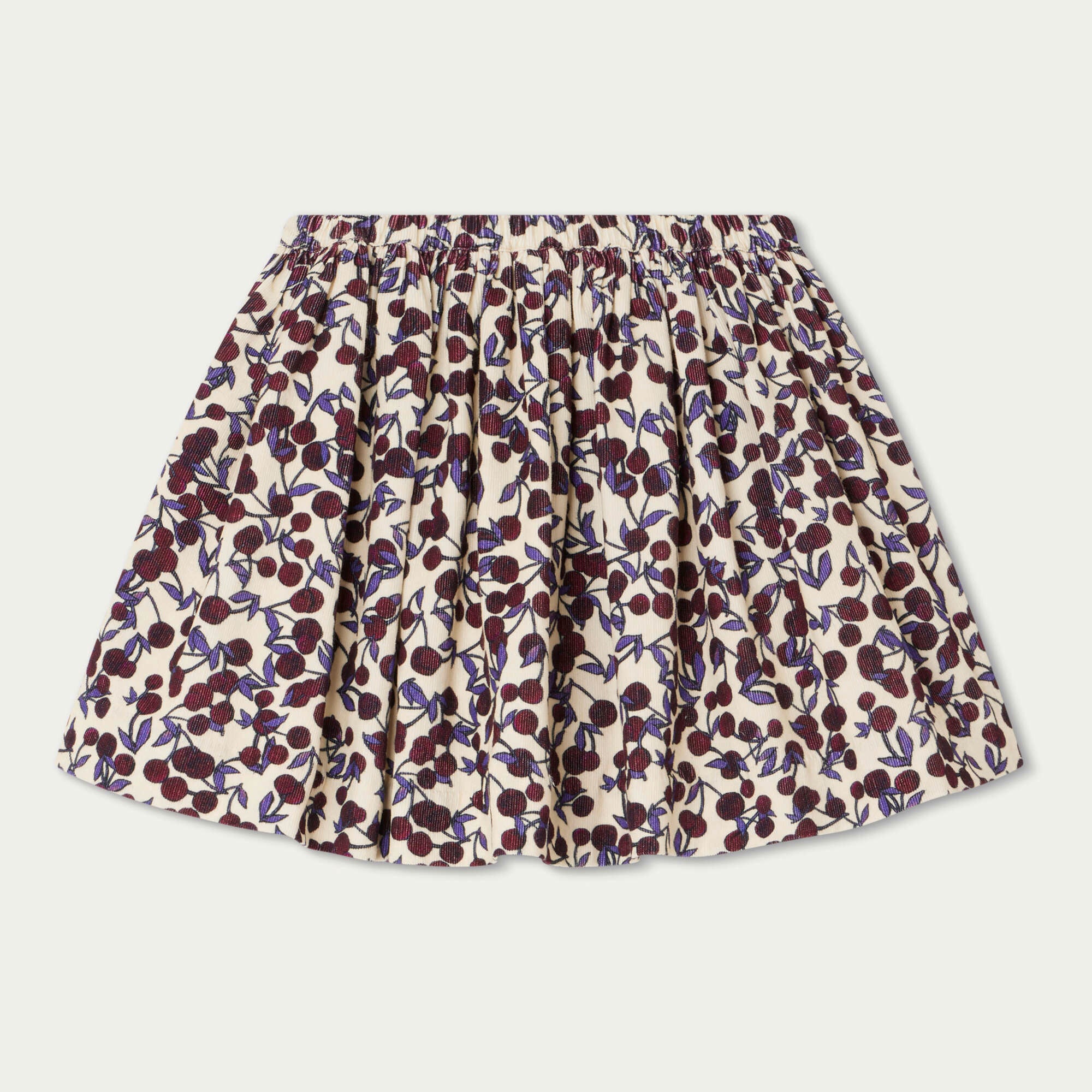 Girls Purple Cherry Corduroy Skirt