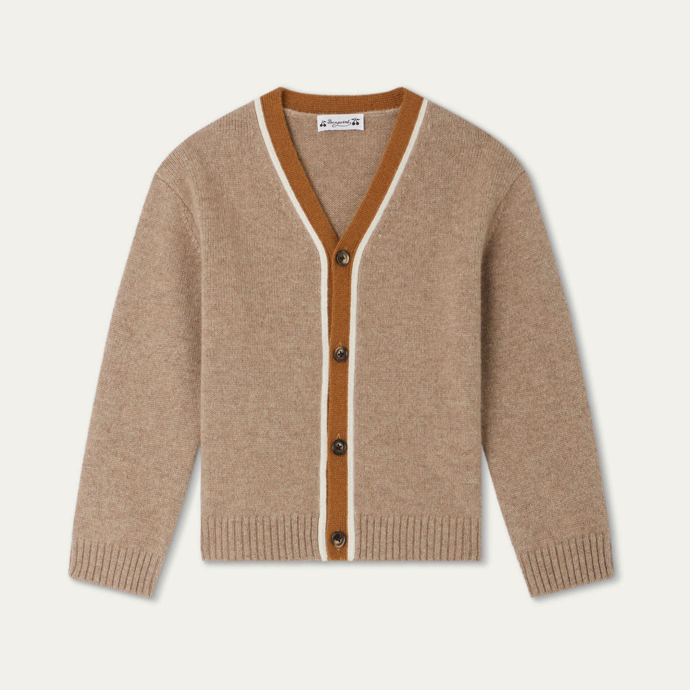 Boys Camel Cashmere Cardigan