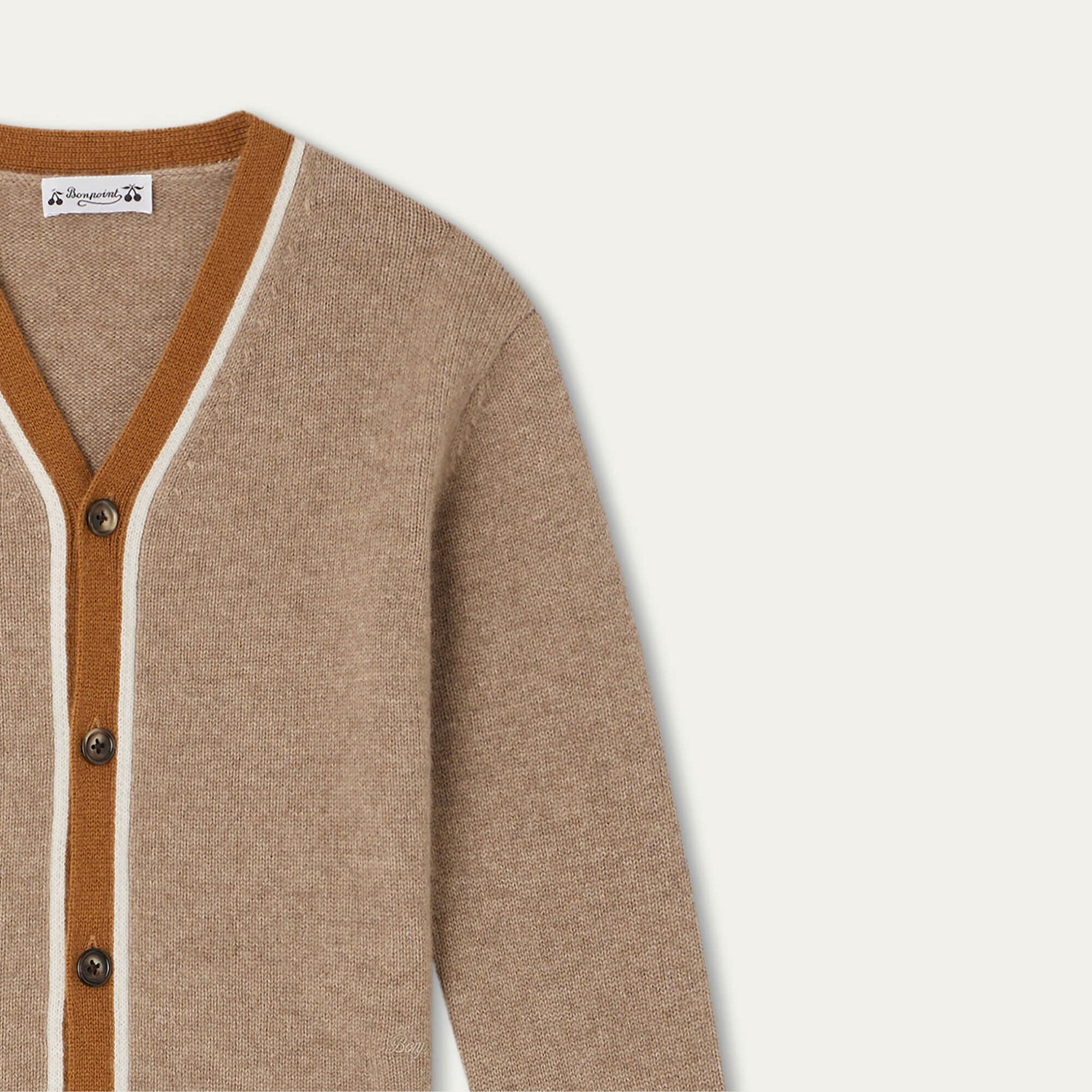 Boys Camel Cashmere Cardigan