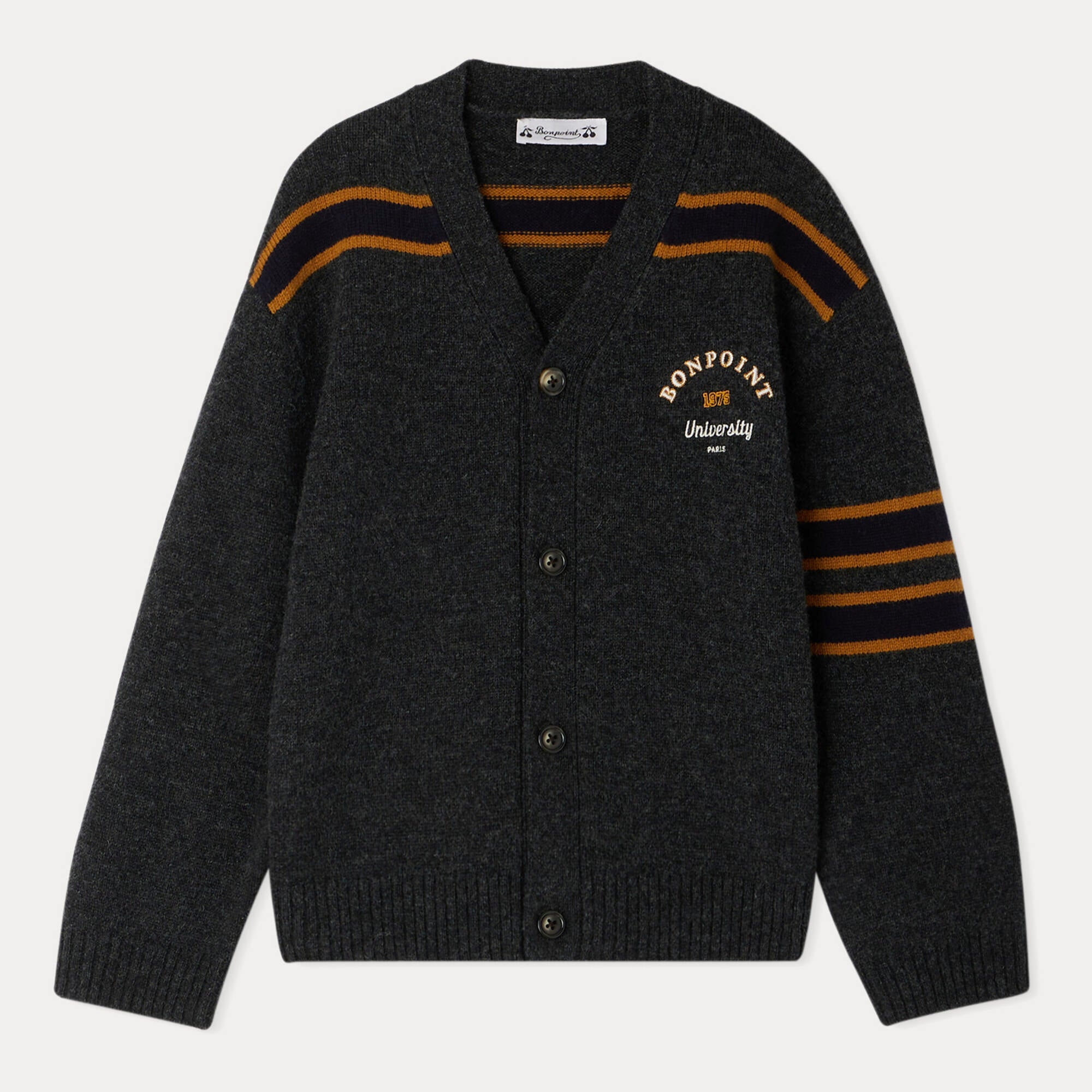 Boys Dark Grey Wool Cardigan