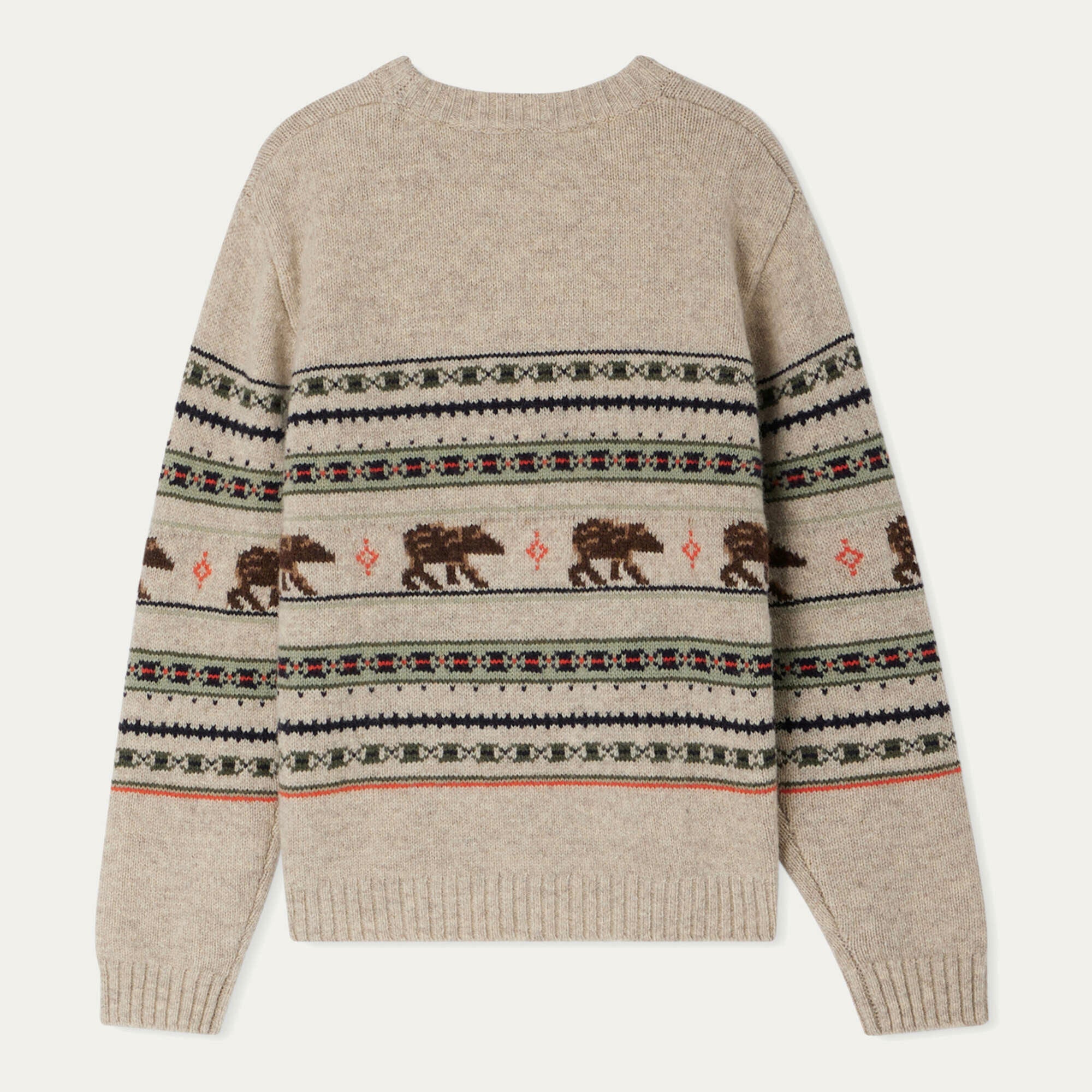 Boys Beige Jacquard Wool Sweater