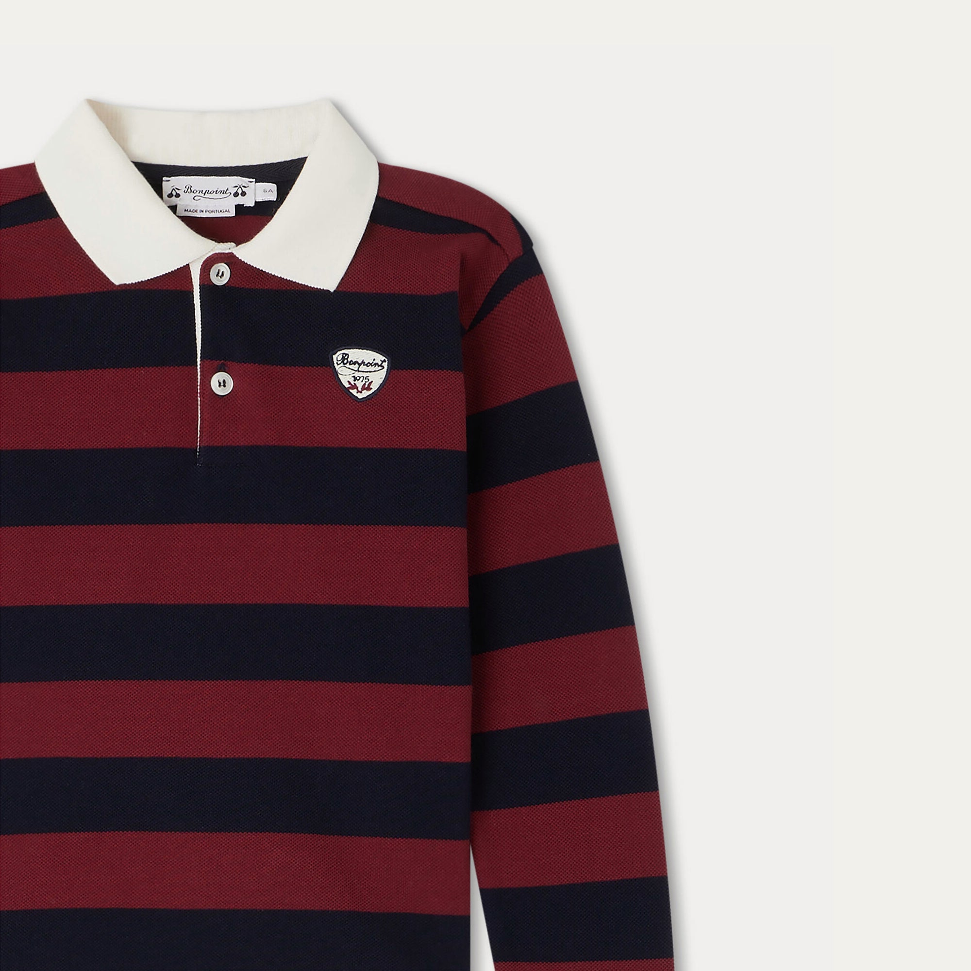 Boys Wine Red Stripes Cotton Polo Shirt