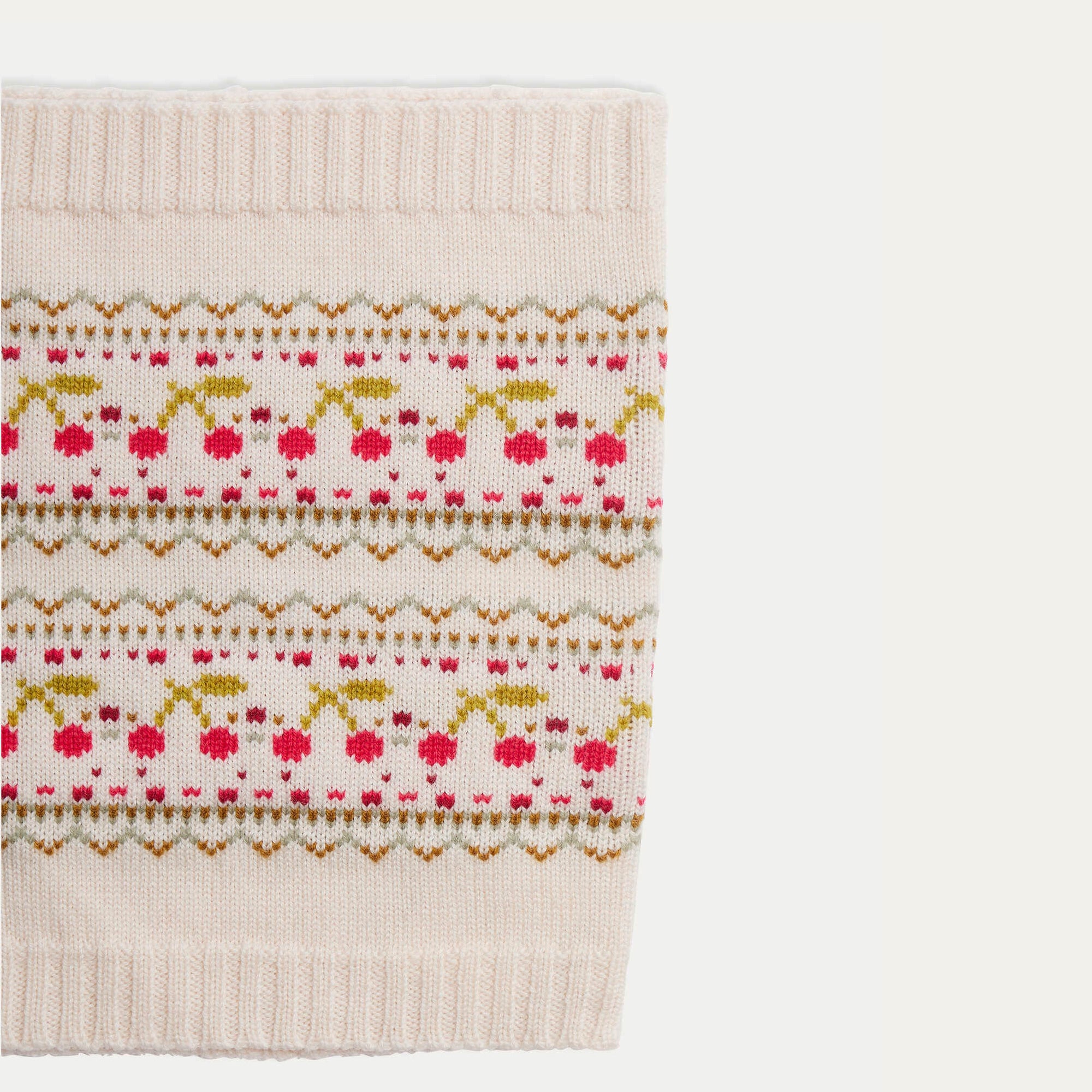 Girls White Jacquard Wool Scarf