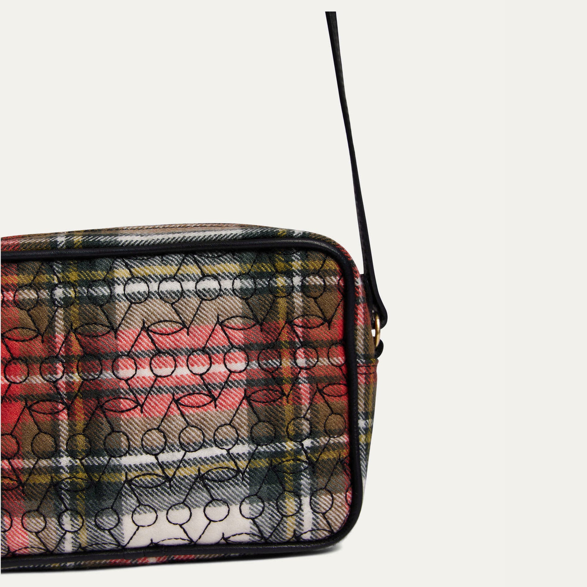 Girls Multicolor Check Wool Shoulder Bag( 11x15x5cm)