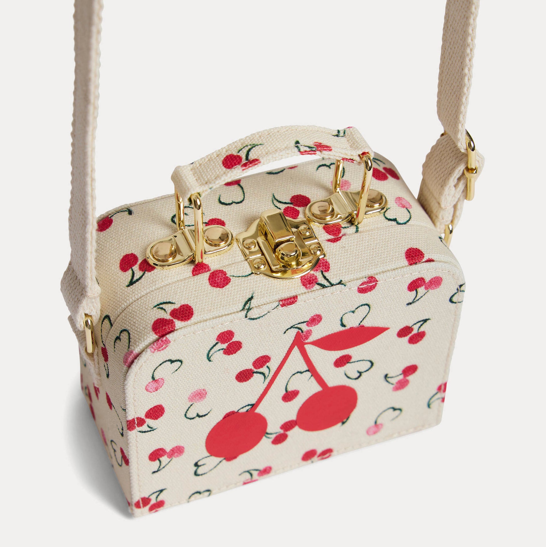 Girls White Cherry Shoulder Bag(30x38x5.5cm)