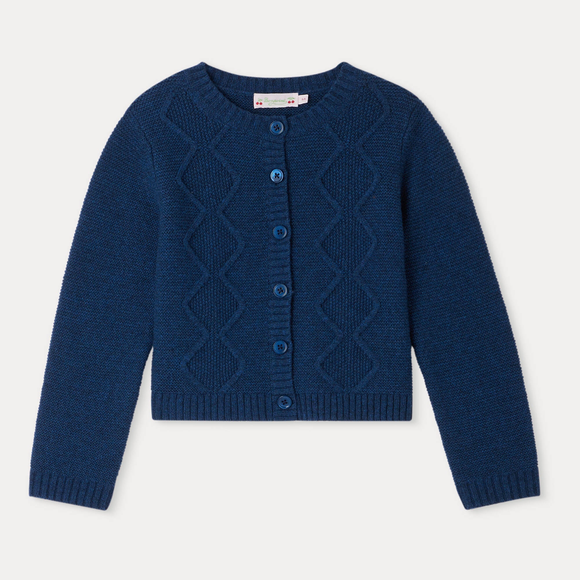 Girls Dark Blue Wool Cardigan