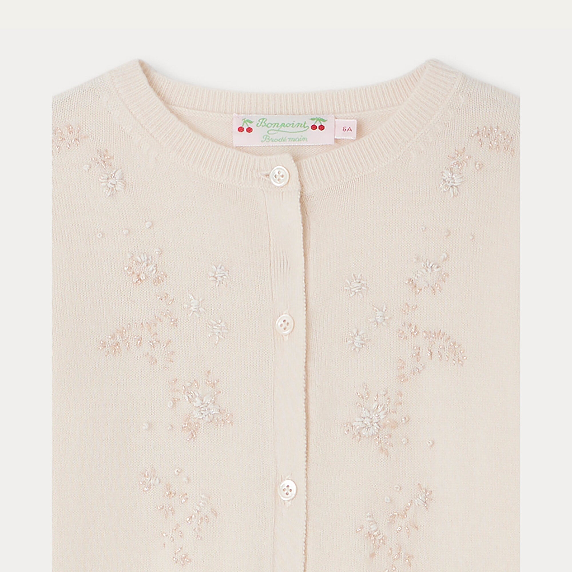 Girls White Embroidered Wool Cardigan