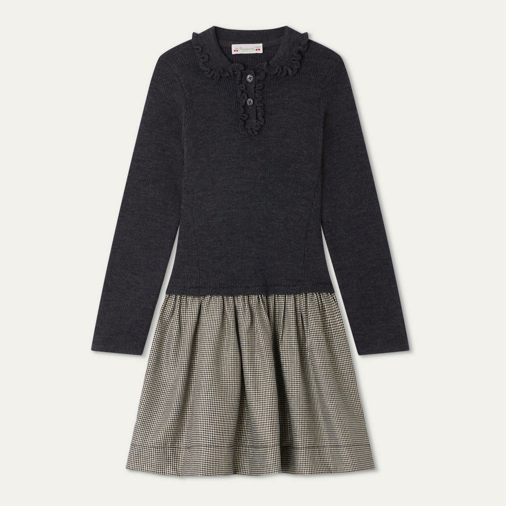 Girls Dark Grey Wool Dress