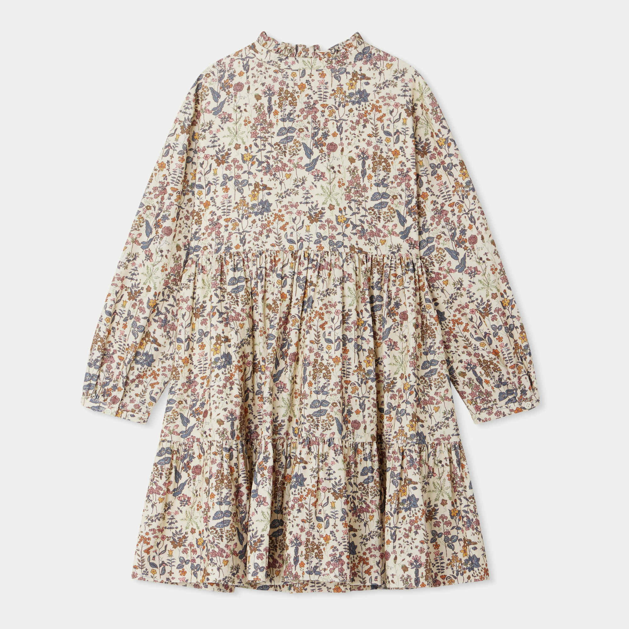 Girls Multicolor Floral Corduroy Dress