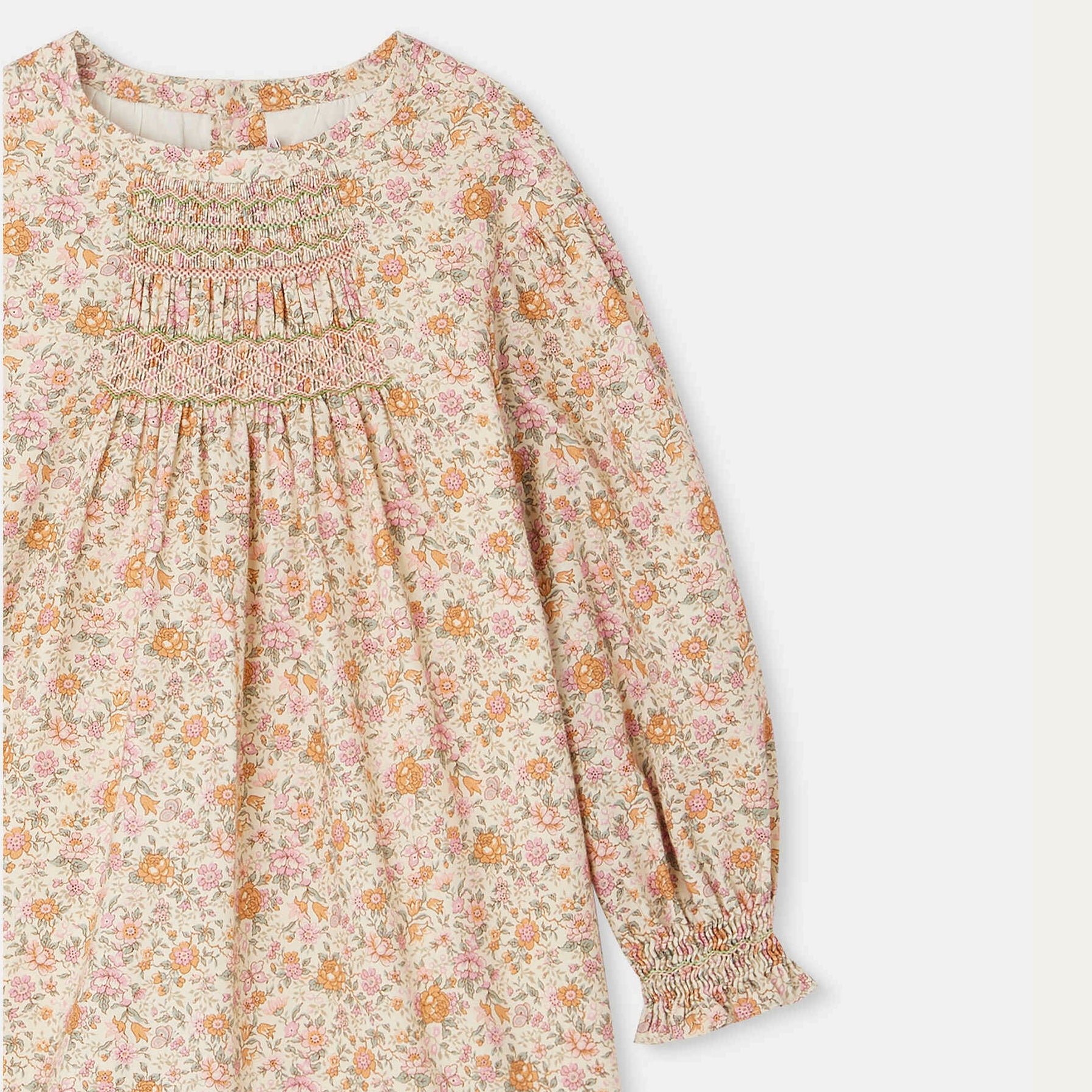 Girls Pink Floral Cotton Dress