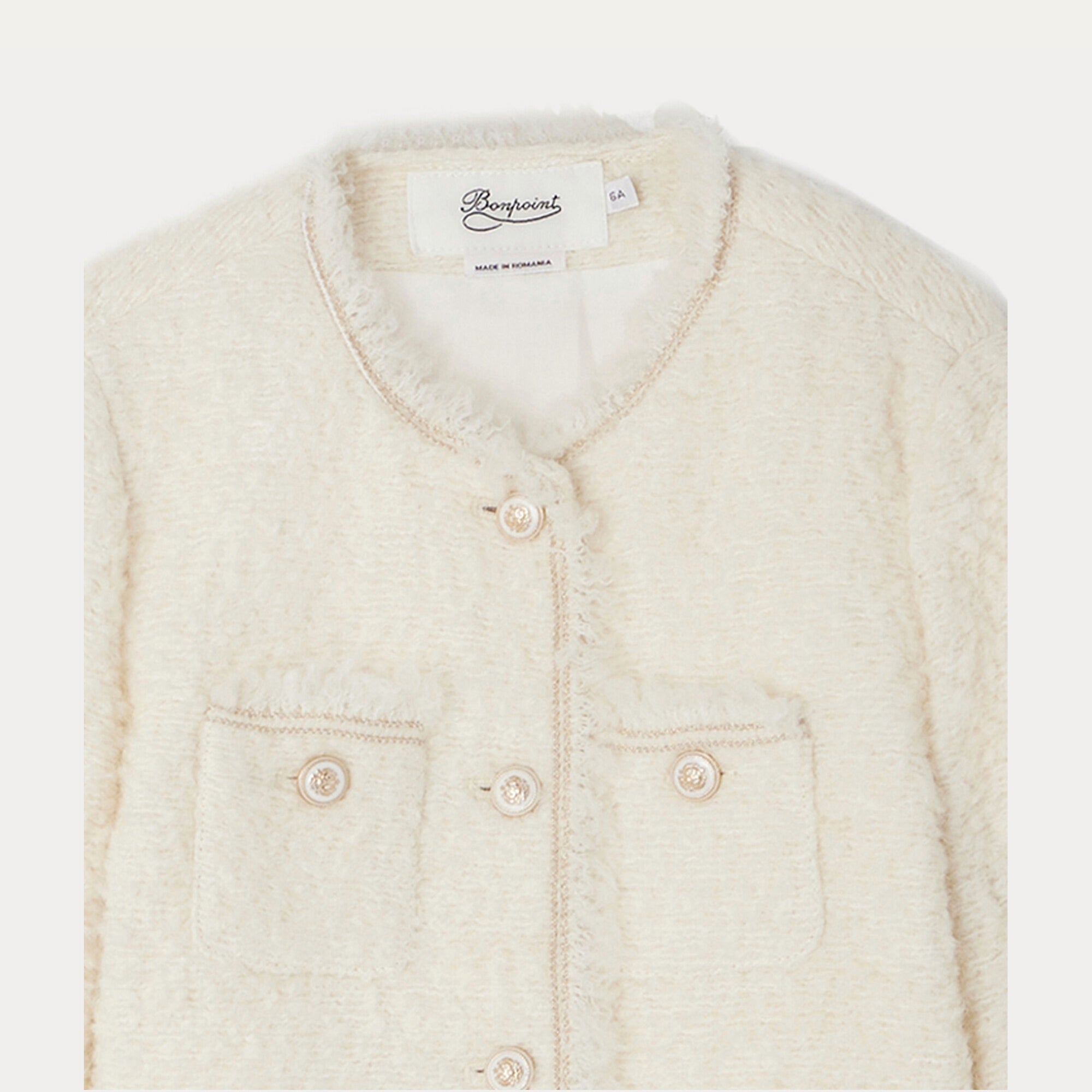 Girls Ivory Wool Jacket