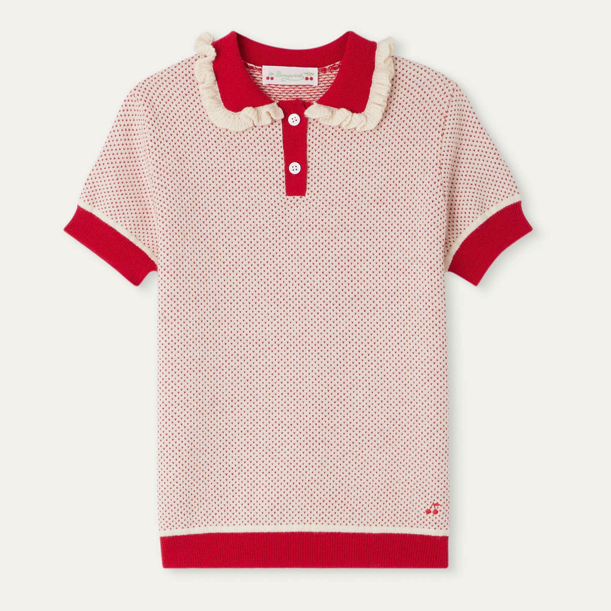 Girls Red Wool Polo Shirt